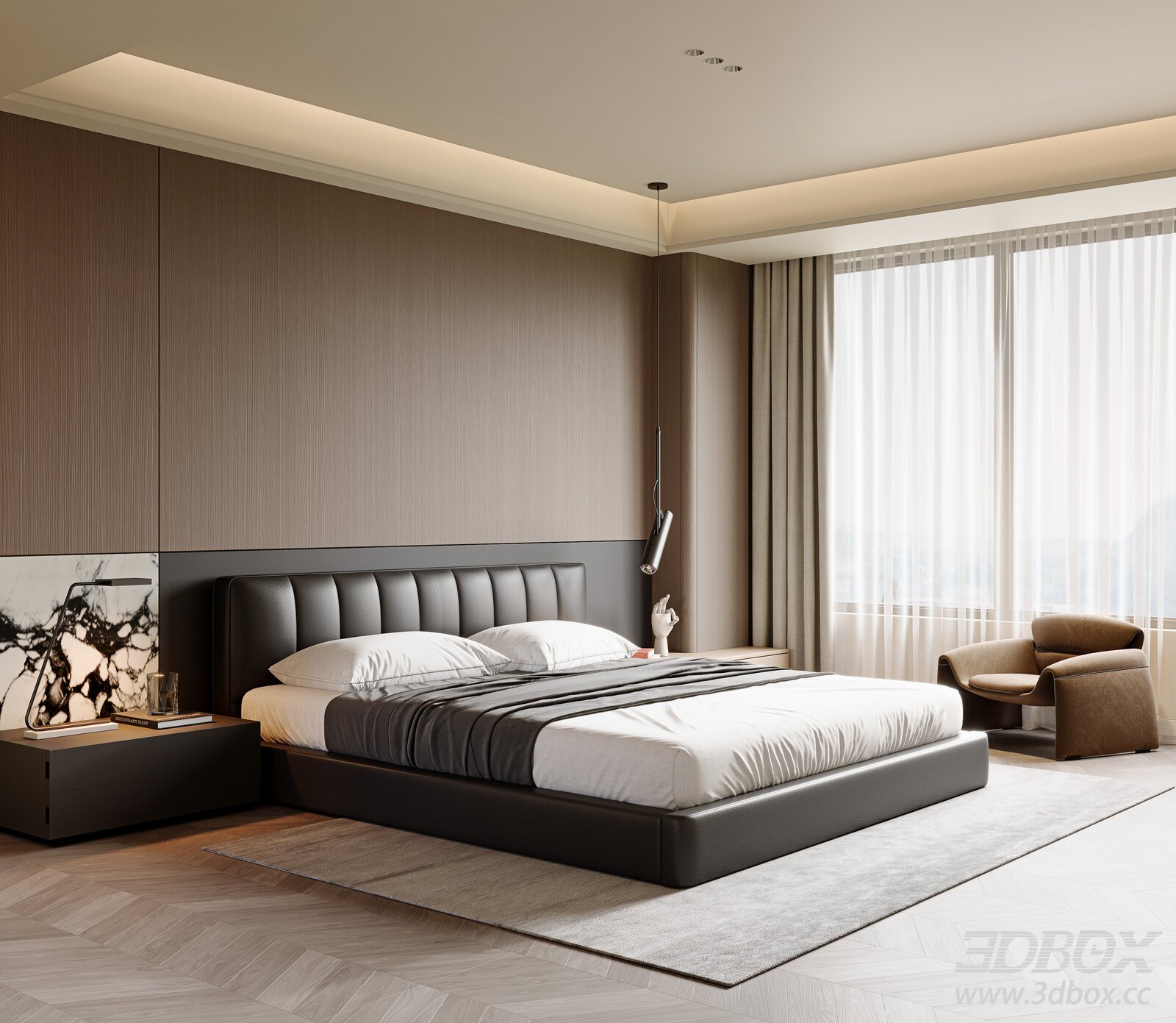 Modern Italian - style Bedroom 3D model - thumbnail 1