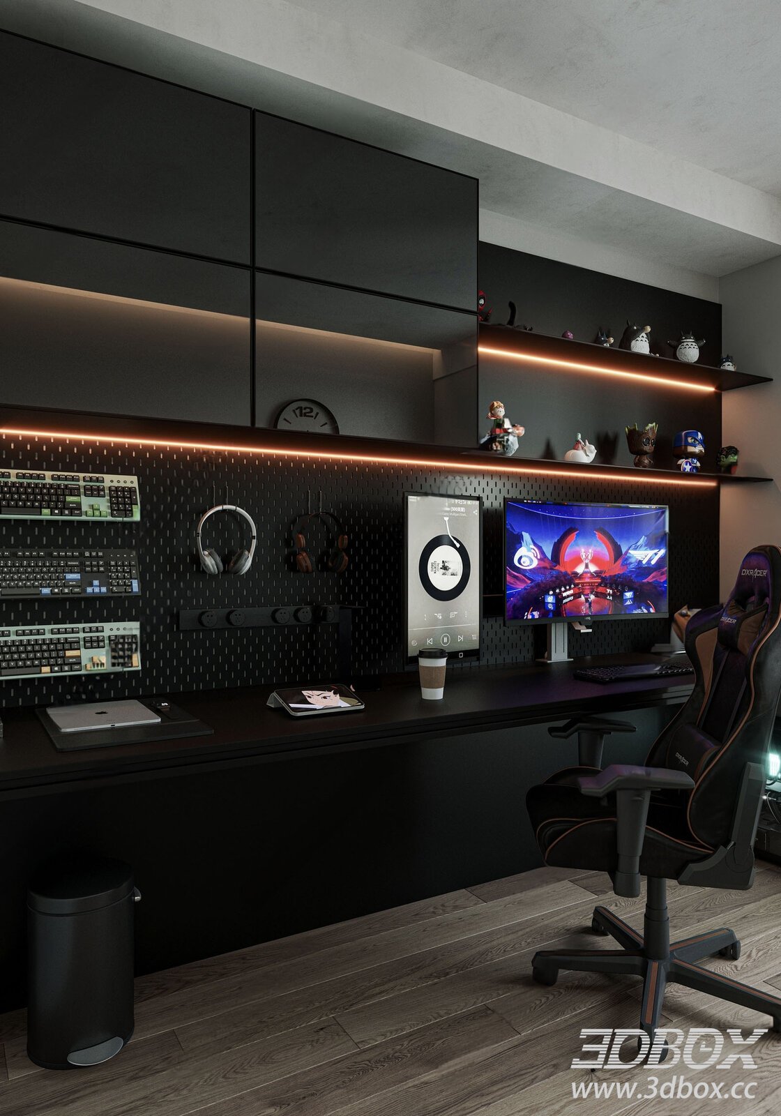 Dark - themed Gaming Room 3D model - thumbnail 1