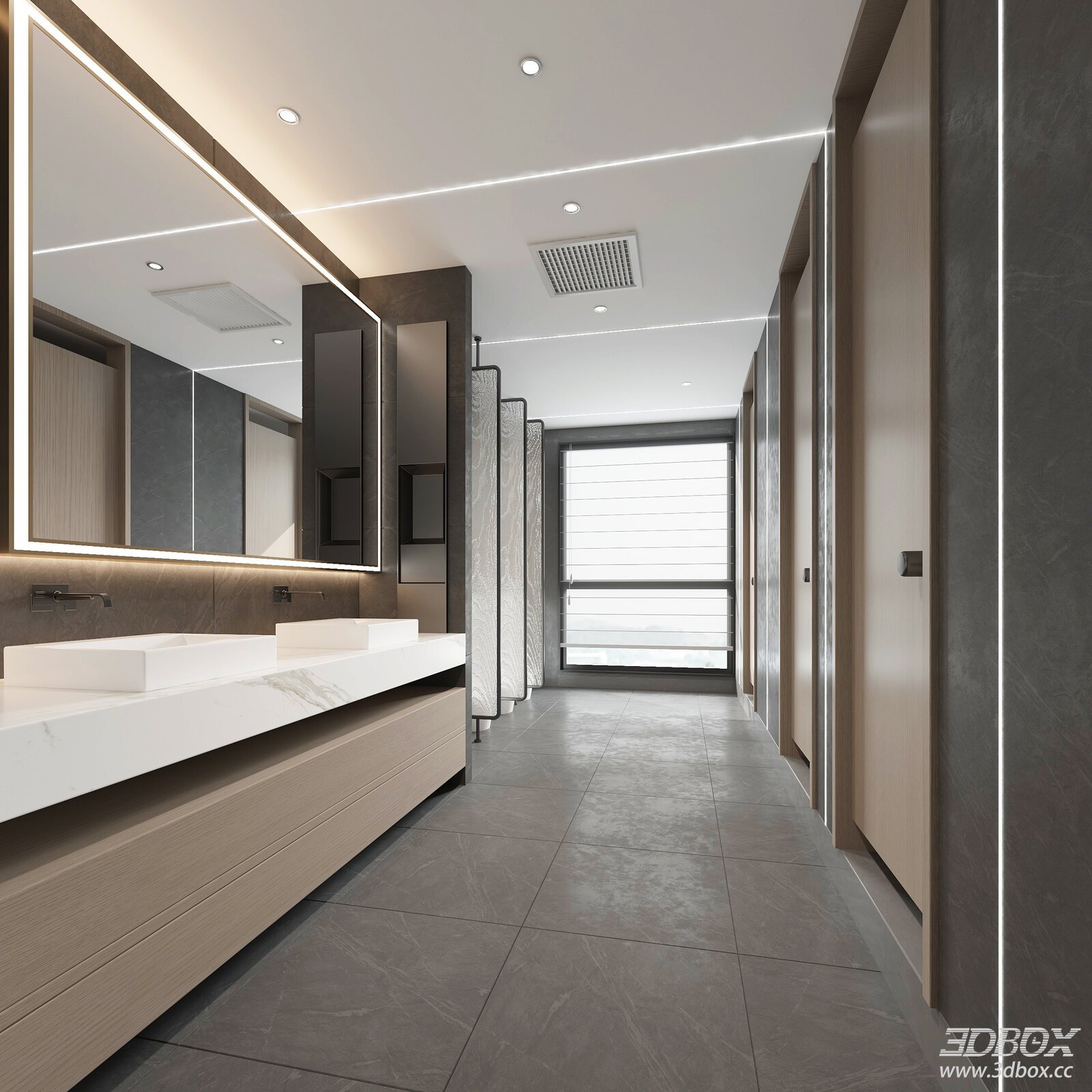 Modern Public Restroom 3D model - thumbnail 1