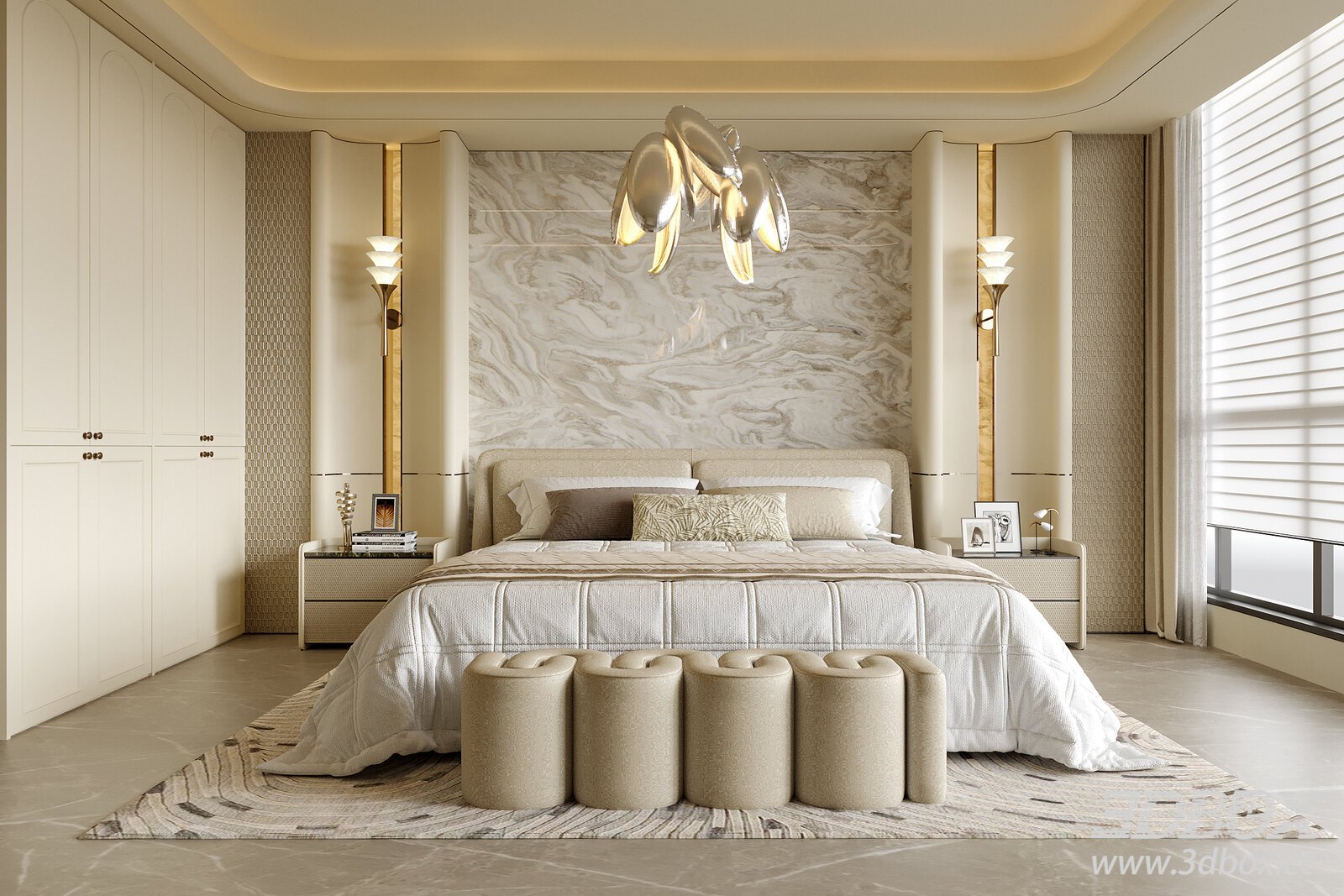 Modern Luxury Bedroom 3D model - thumbnail 1