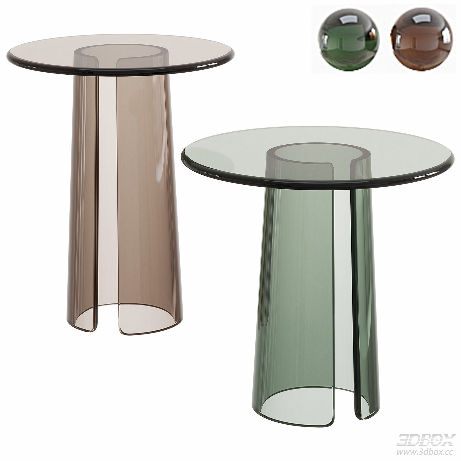 Modern Transparent Side Tables 3D model - front view