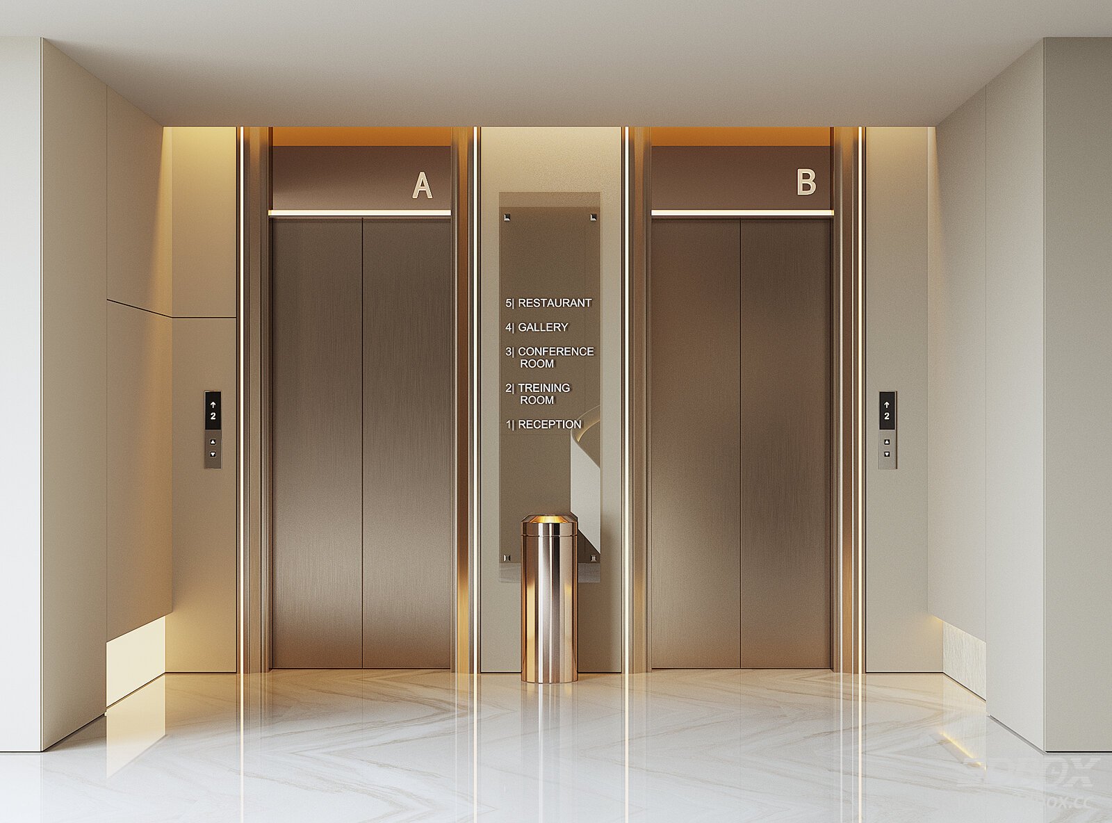 Modern Interior Scene 3D model - front view