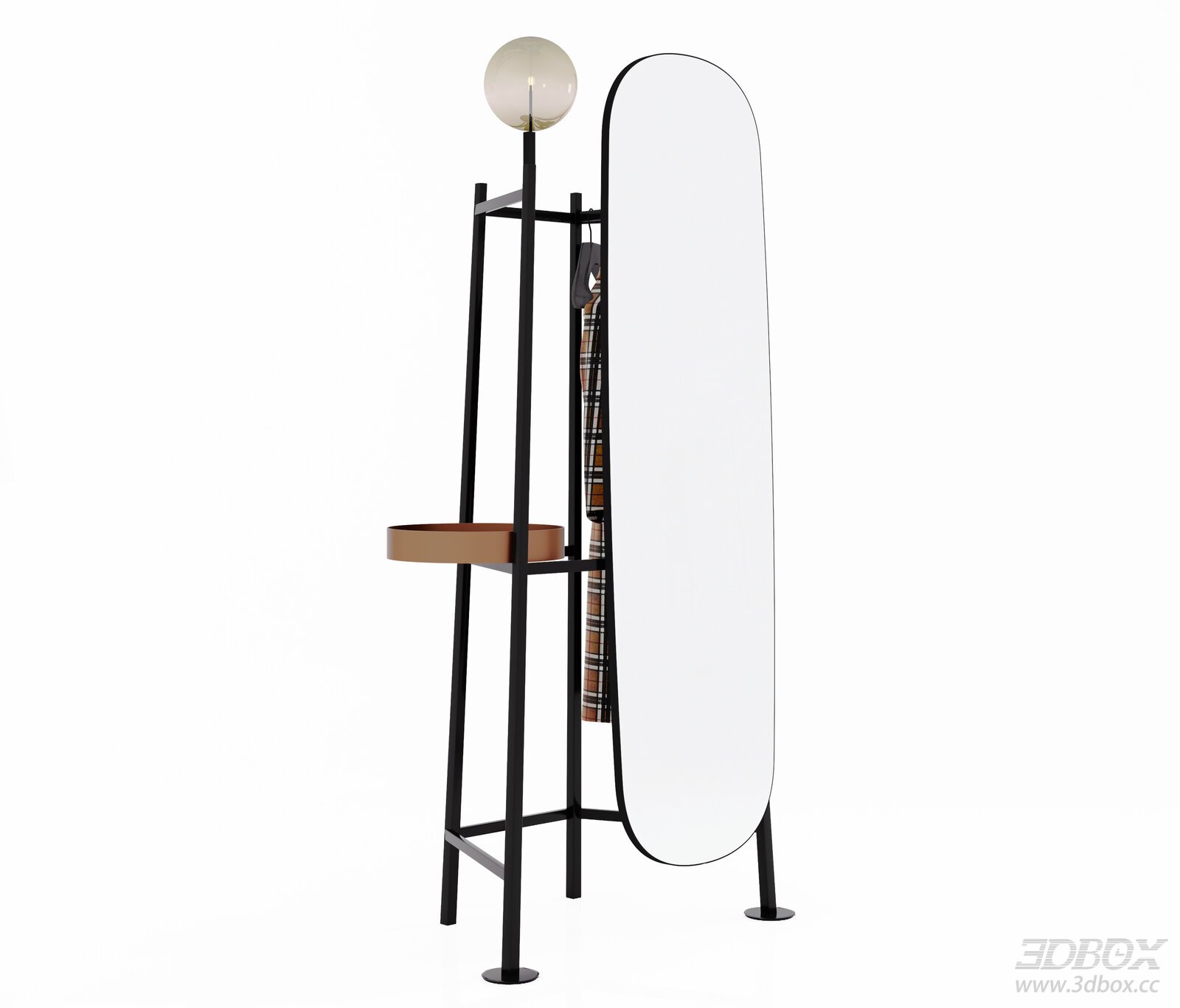 Modern Full - length Mirror with Stand 3D model - thumbnail 1