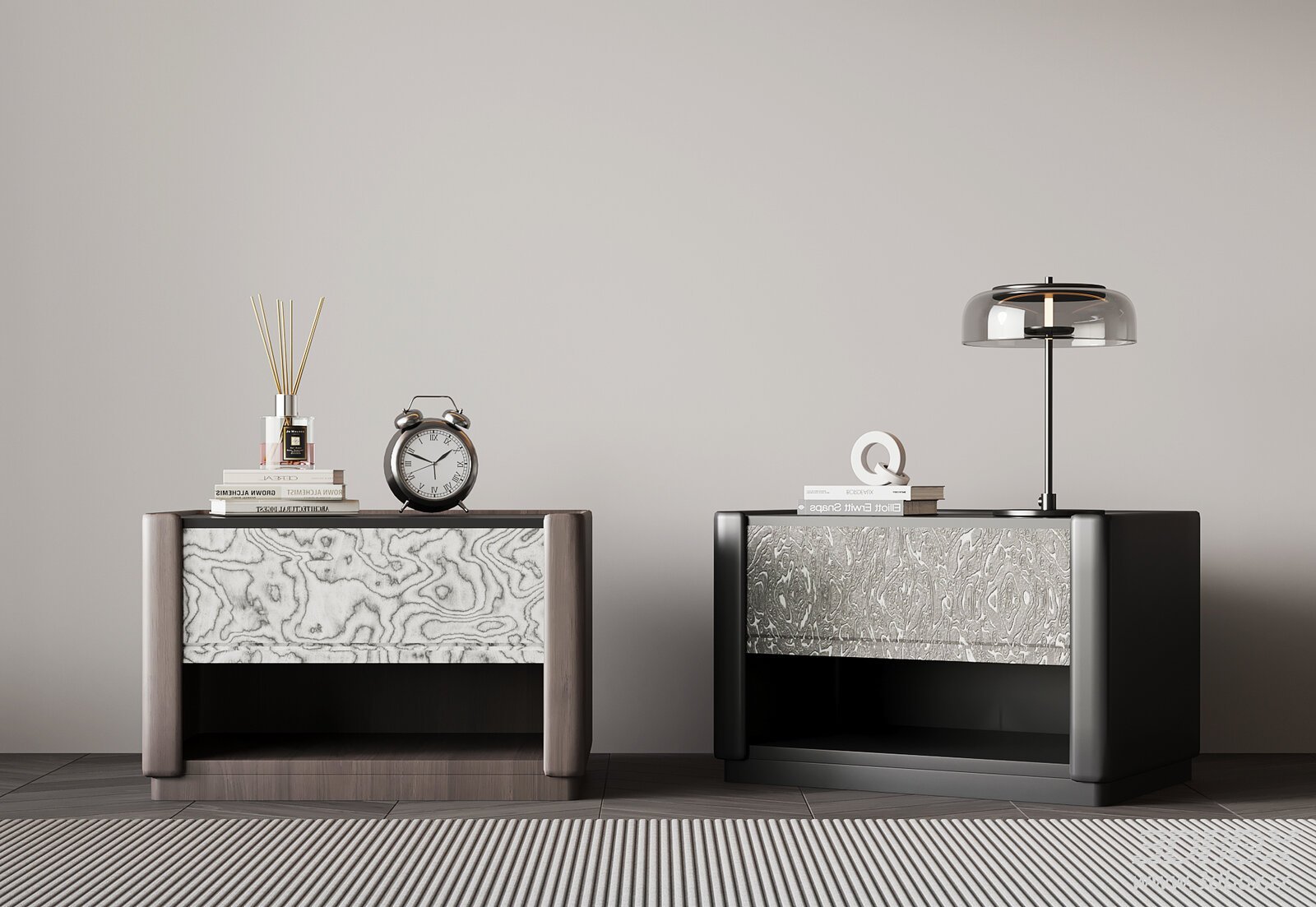 Modern Italian Nightstands 3D model - front view