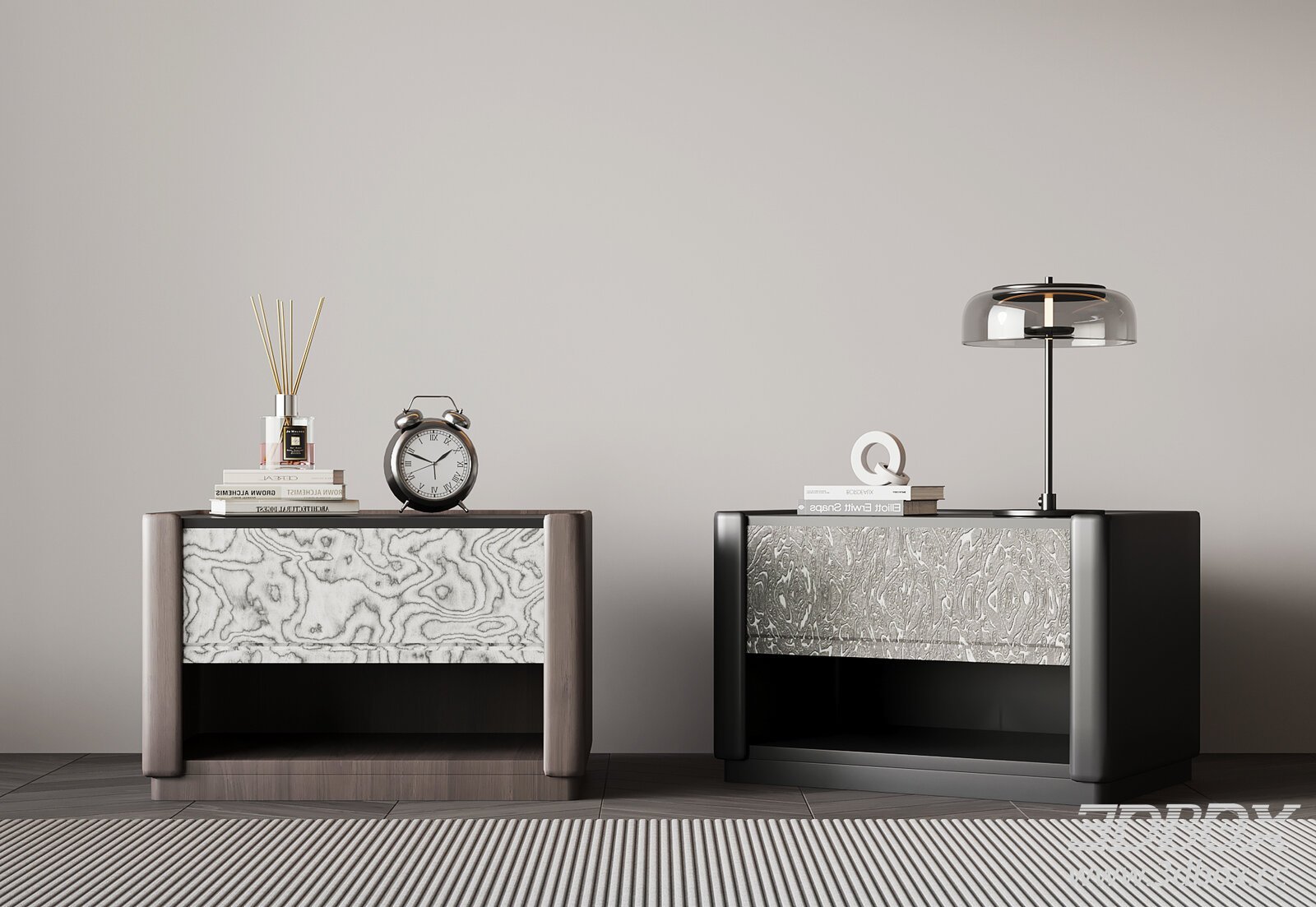 Modern Italian Nightstands 3D model - thumbnail 1