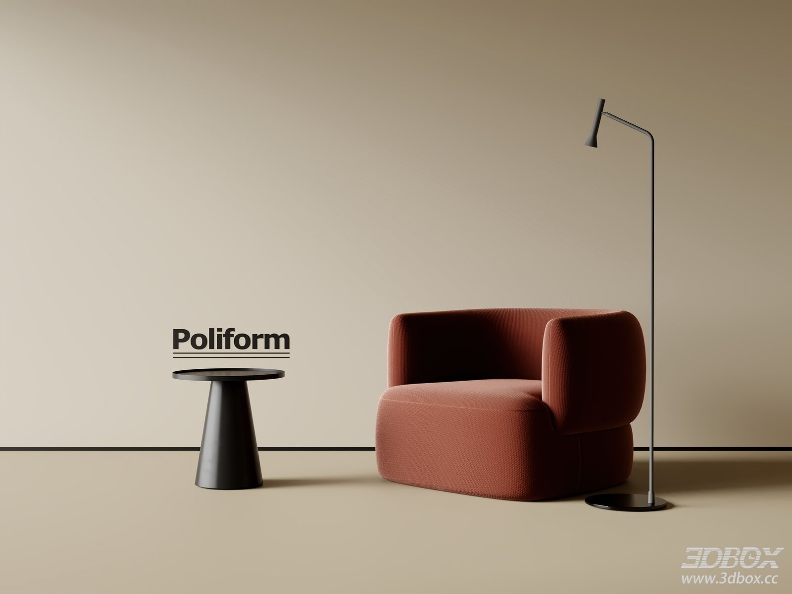 Modern Leisure Single Sofa 3D model - thumbnail 1
