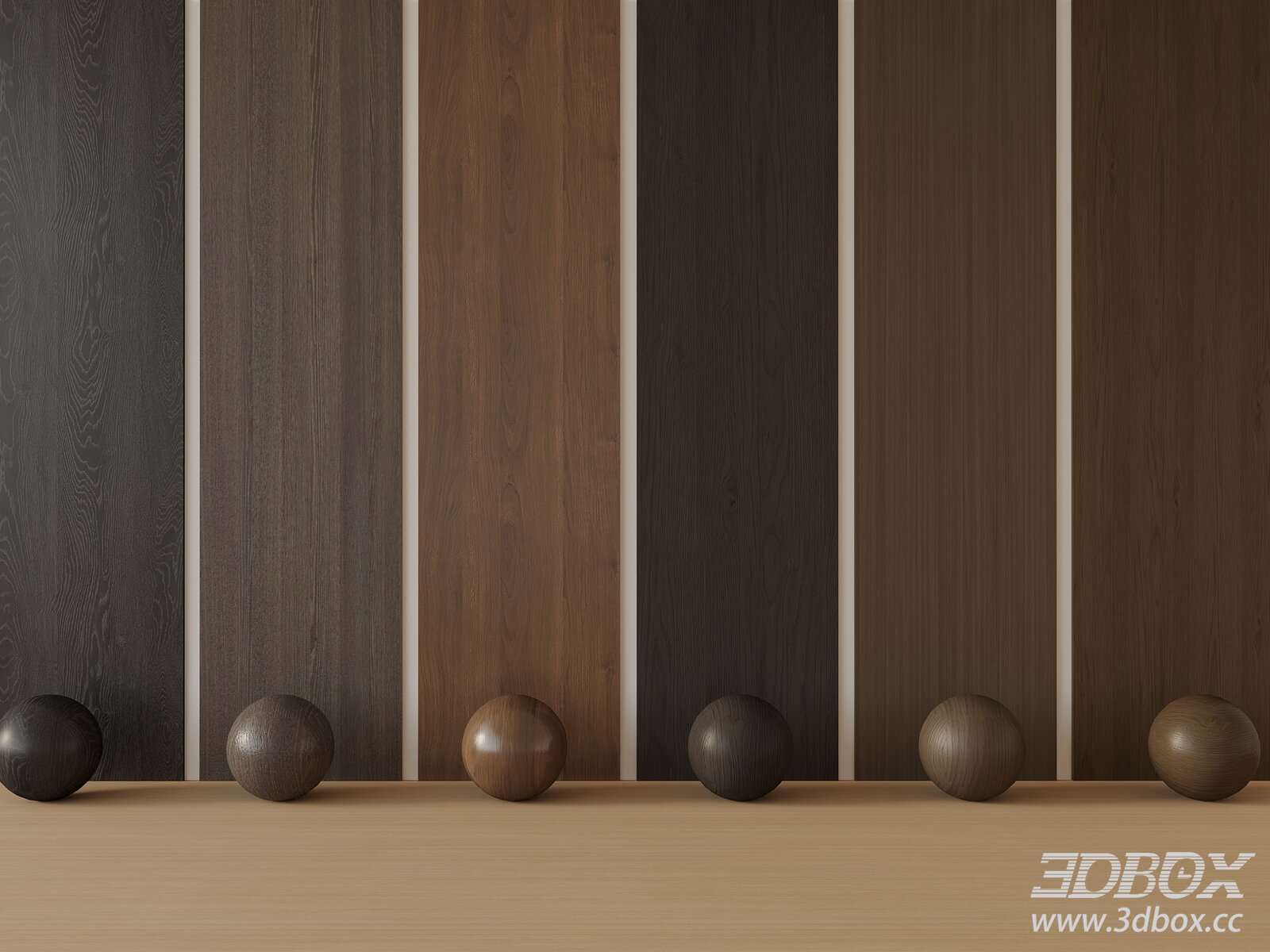 Wooden Texture Samples with Spheres 3D model - thumbnail 1