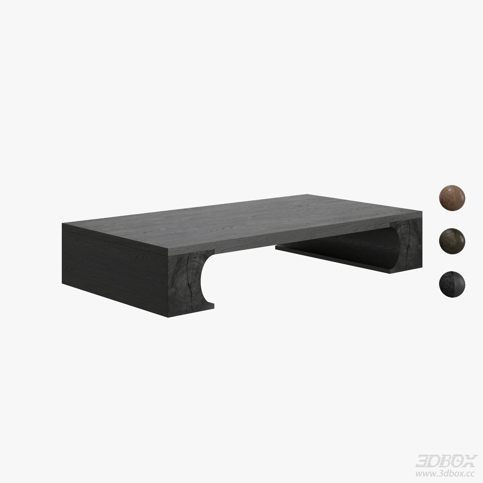 Modern Wooden Coffee Table 3D model - front view