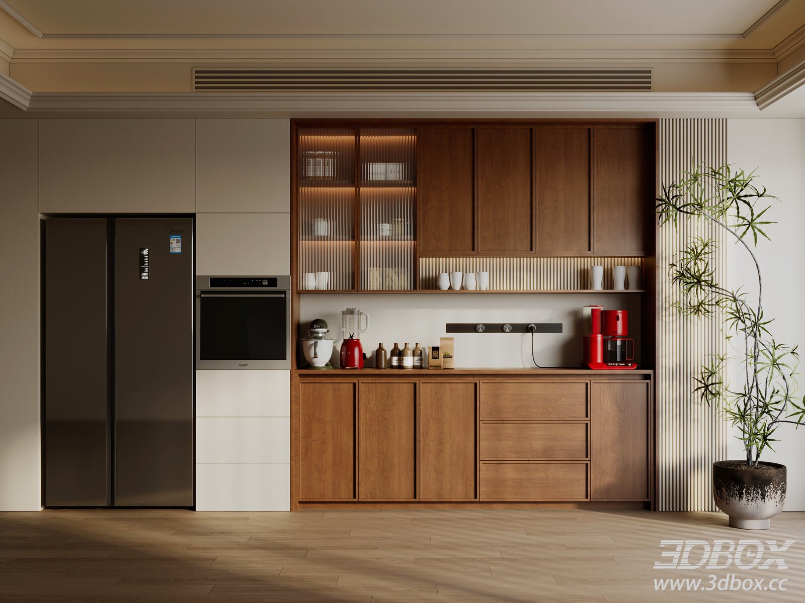Mid - century Style Sideboard 3D model - thumbnail 1