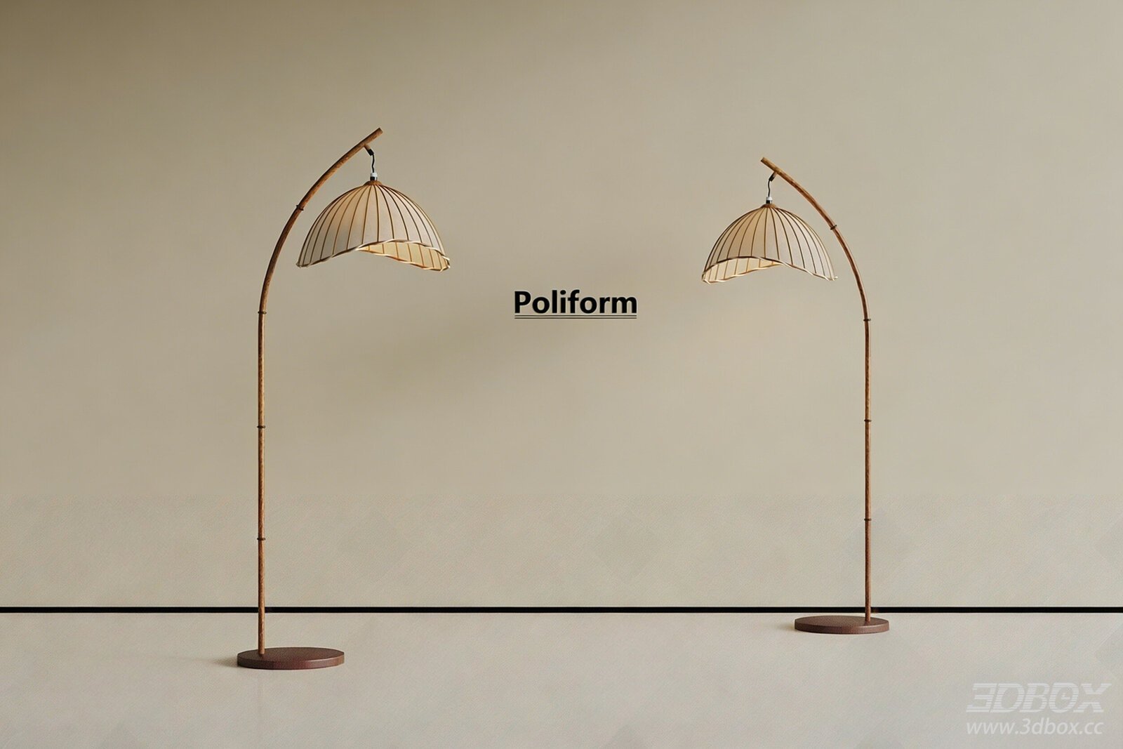 Wabi - Sabi Mid - Century Modern Floor Lamp 3D model - front view