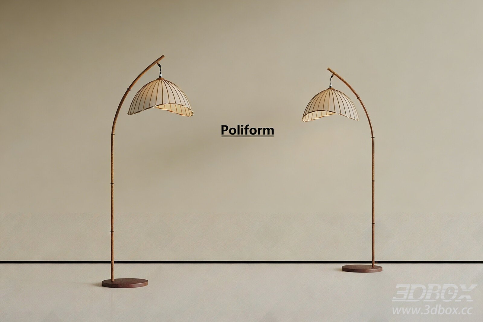Wabi - Sabi Mid - Century Modern Floor Lamp 3D model - thumbnail 1