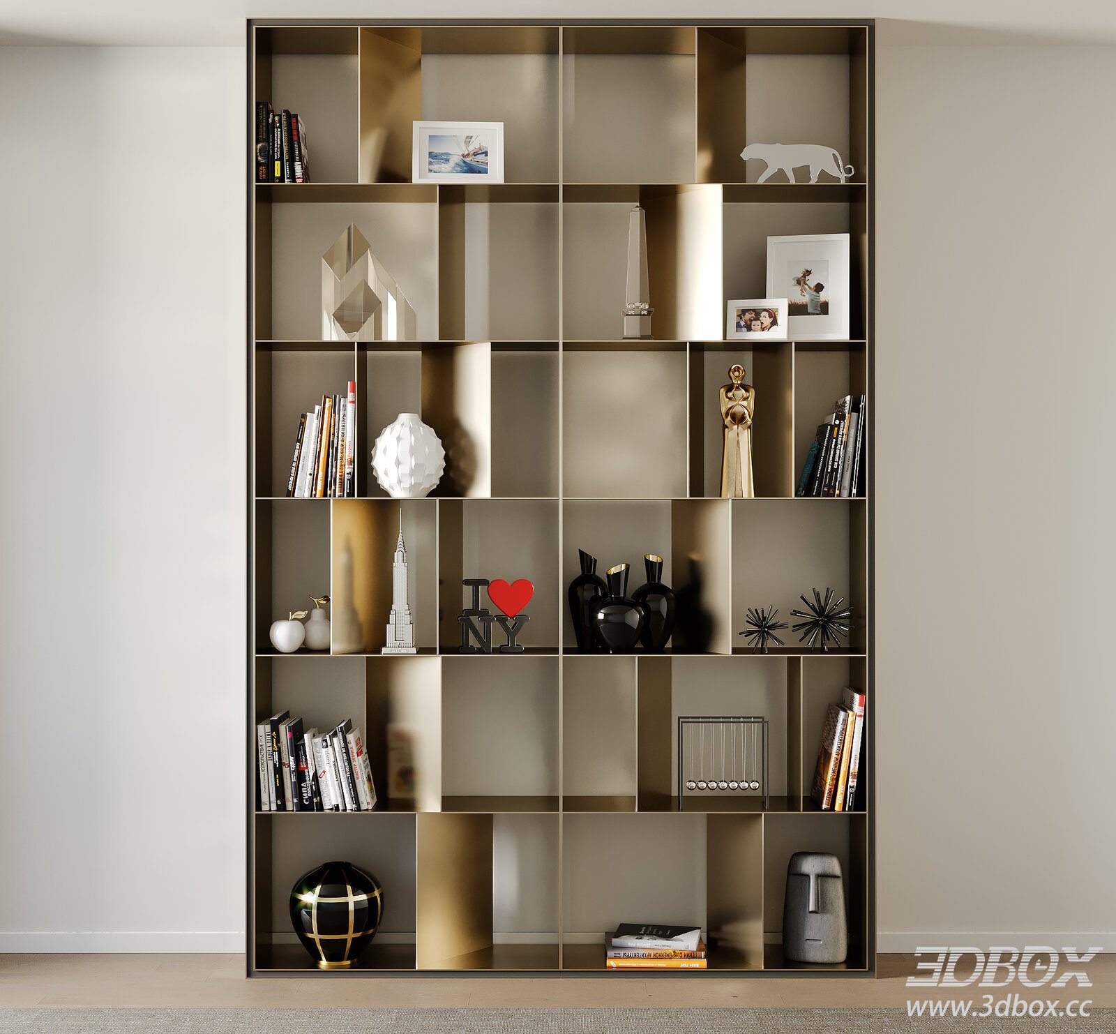 Modern Decorative Shelf 3D model - thumbnail 1