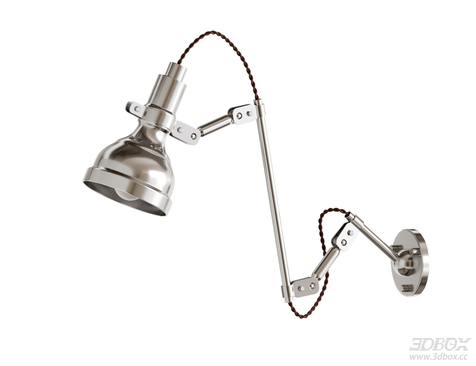 Vintage Loft Industrial - style Wall - mounted Swing Arm Lamp 3D model - front view