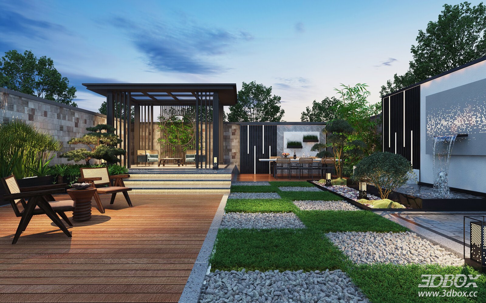 Chinese - style Courtyard Landscape 3D model - thumbnail 1