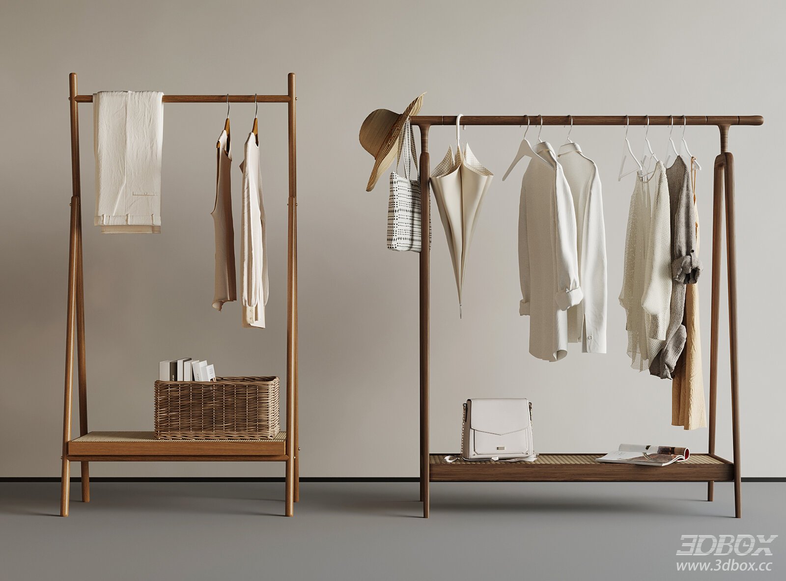 Wabi - Sabi Style Clothes Rack 3D model - thumbnail 1