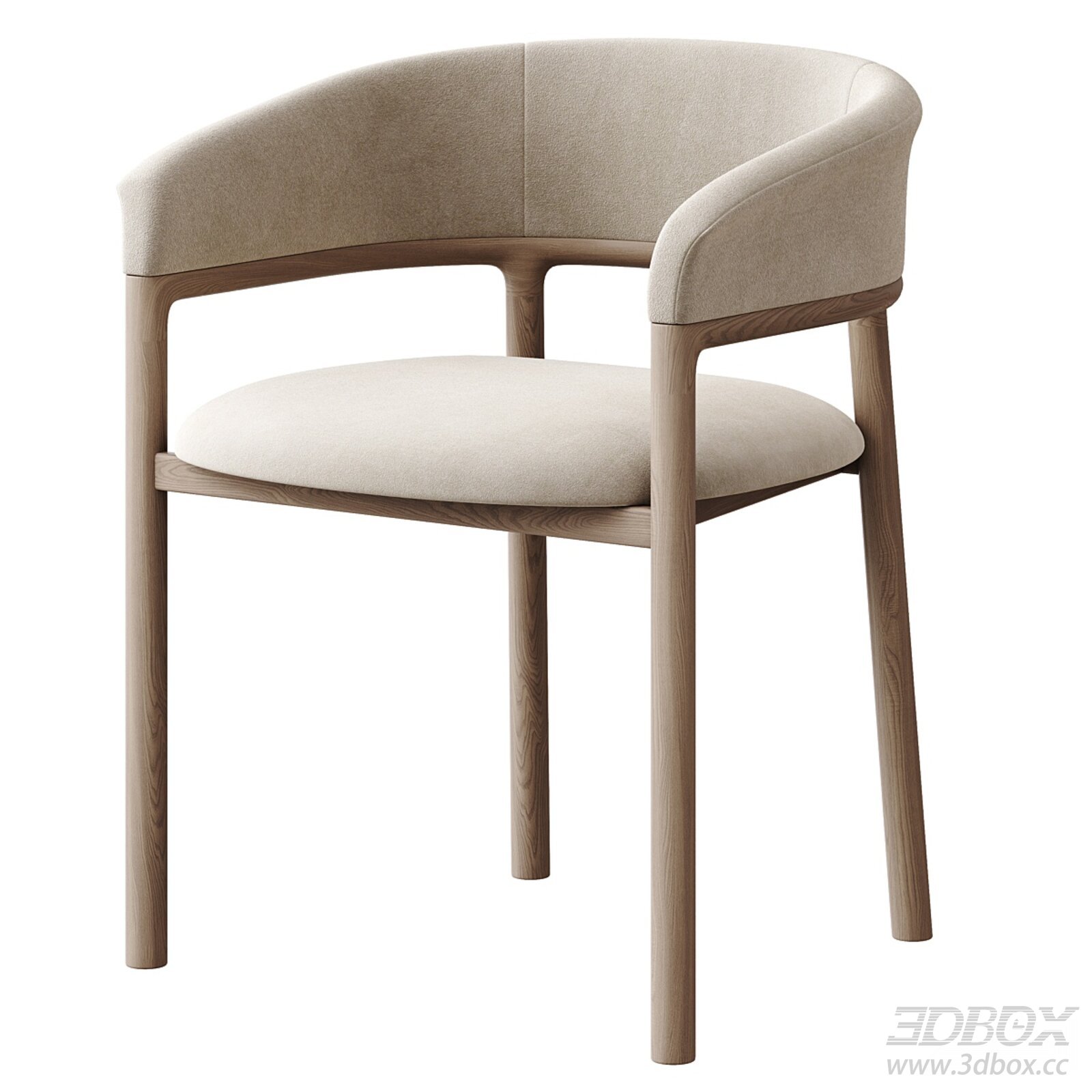Modern Armchair with Wood Frame 3D model - thumbnail 1