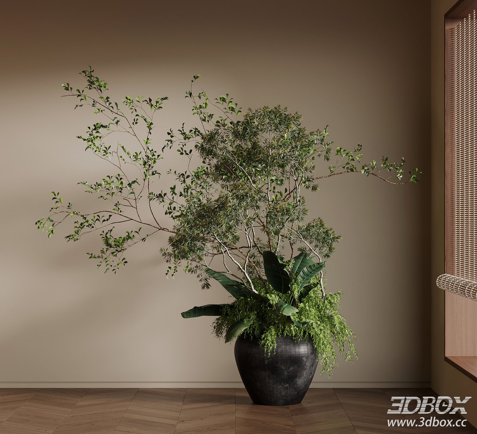 Modern - Mid - Century Potted Plant 3D model - thumbnail 1