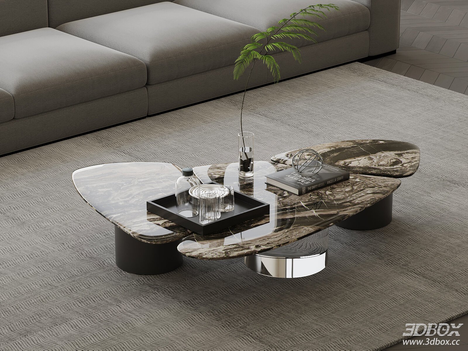 Modern Italian - style Irregular Coffee Table 3D model - front view