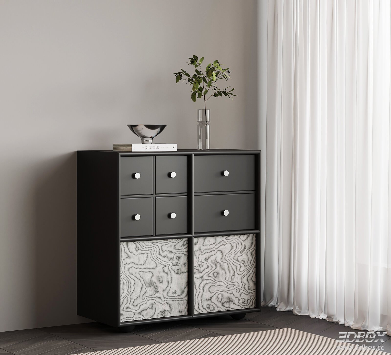Modern Italian Sideboard 3D model - front view