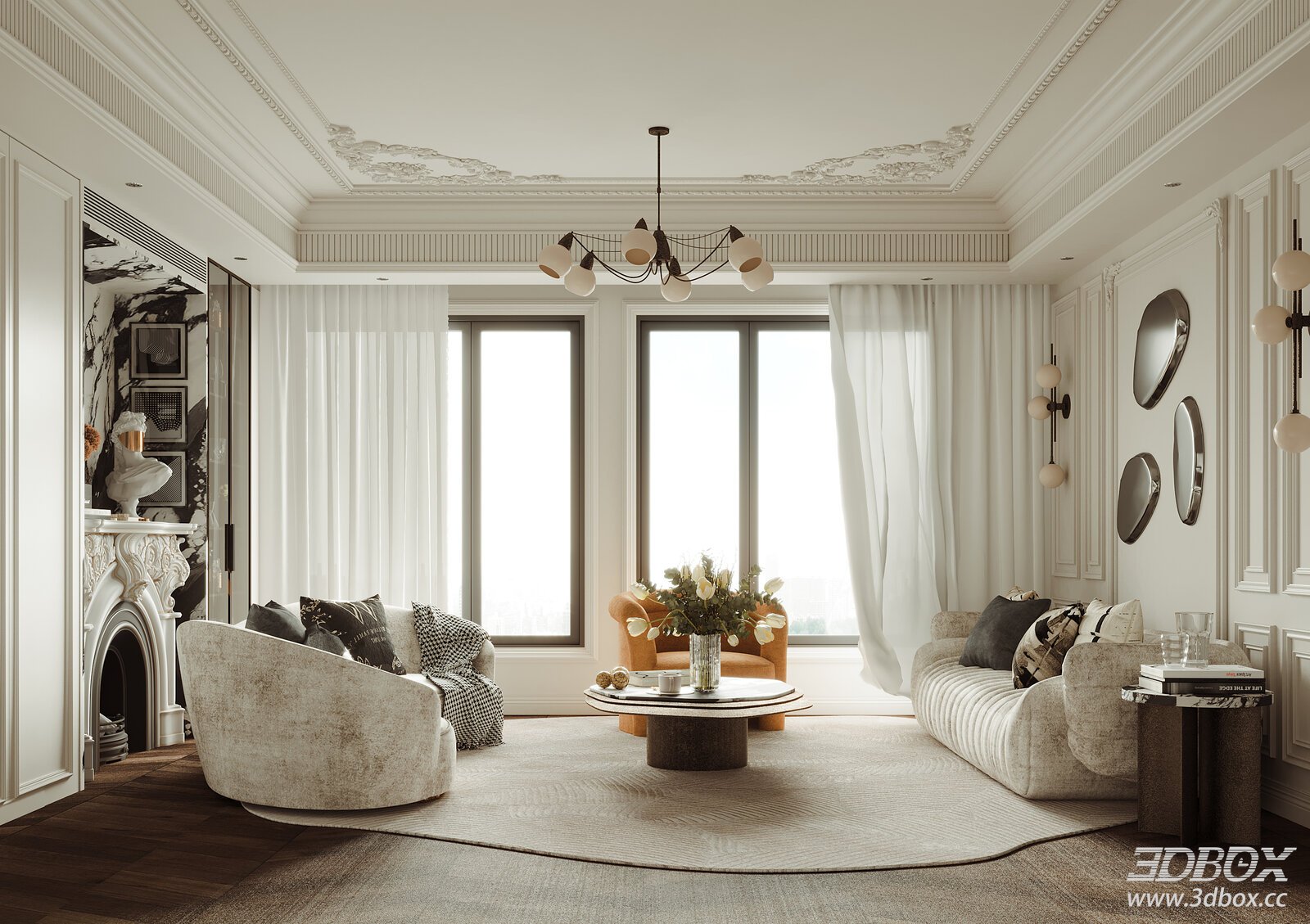 Modern Interior Scene 3D model - front view