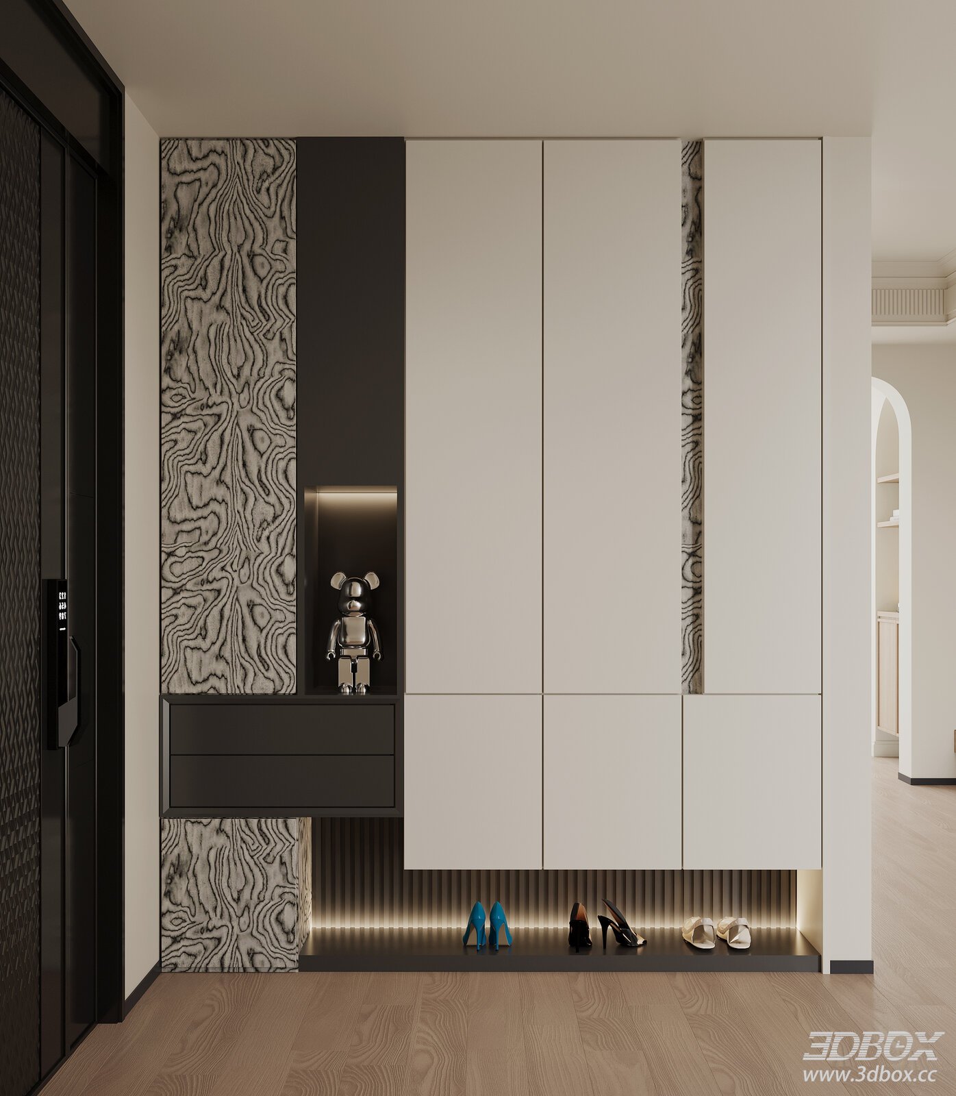 Modern Entryway Shoe Cabinet 3D model - thumbnail 1
