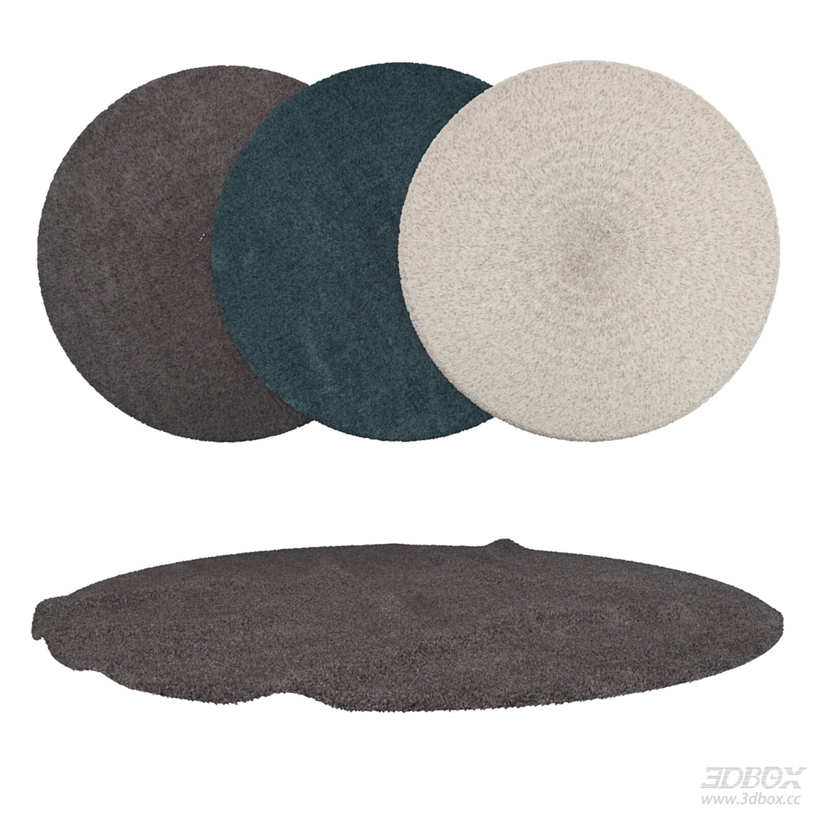 Round Carpet Set 3D model - front view