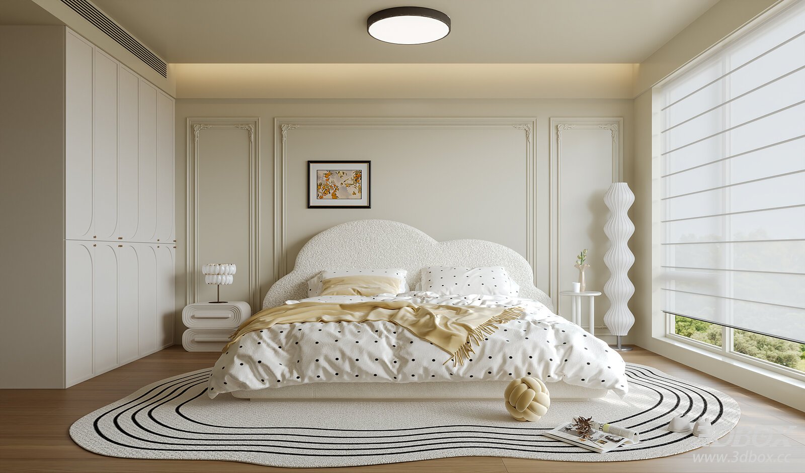 French - style Bedroom with Elegant Decor 3D model - front view