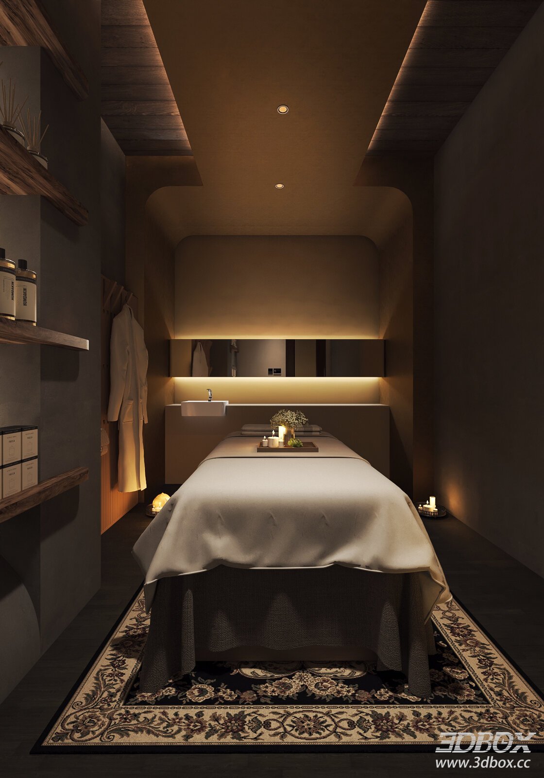 Wabi Sabi Style Spa Treatment Room 3D model - front view