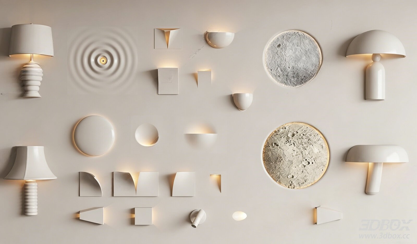 Minimalist Wall Light Collection 3D model - front view