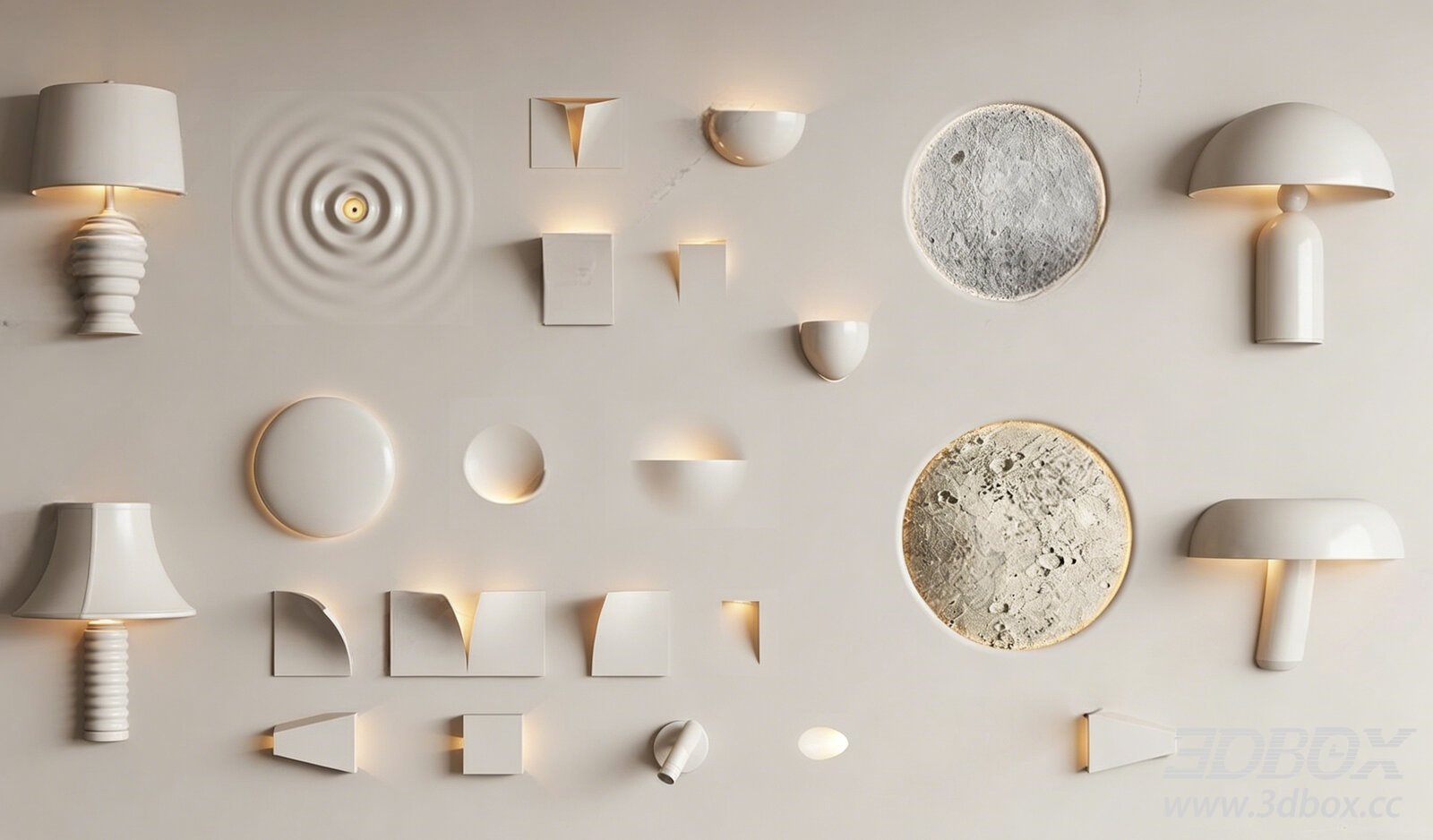 Minimalist Wall Light Collection 3D model - thumbnail 1