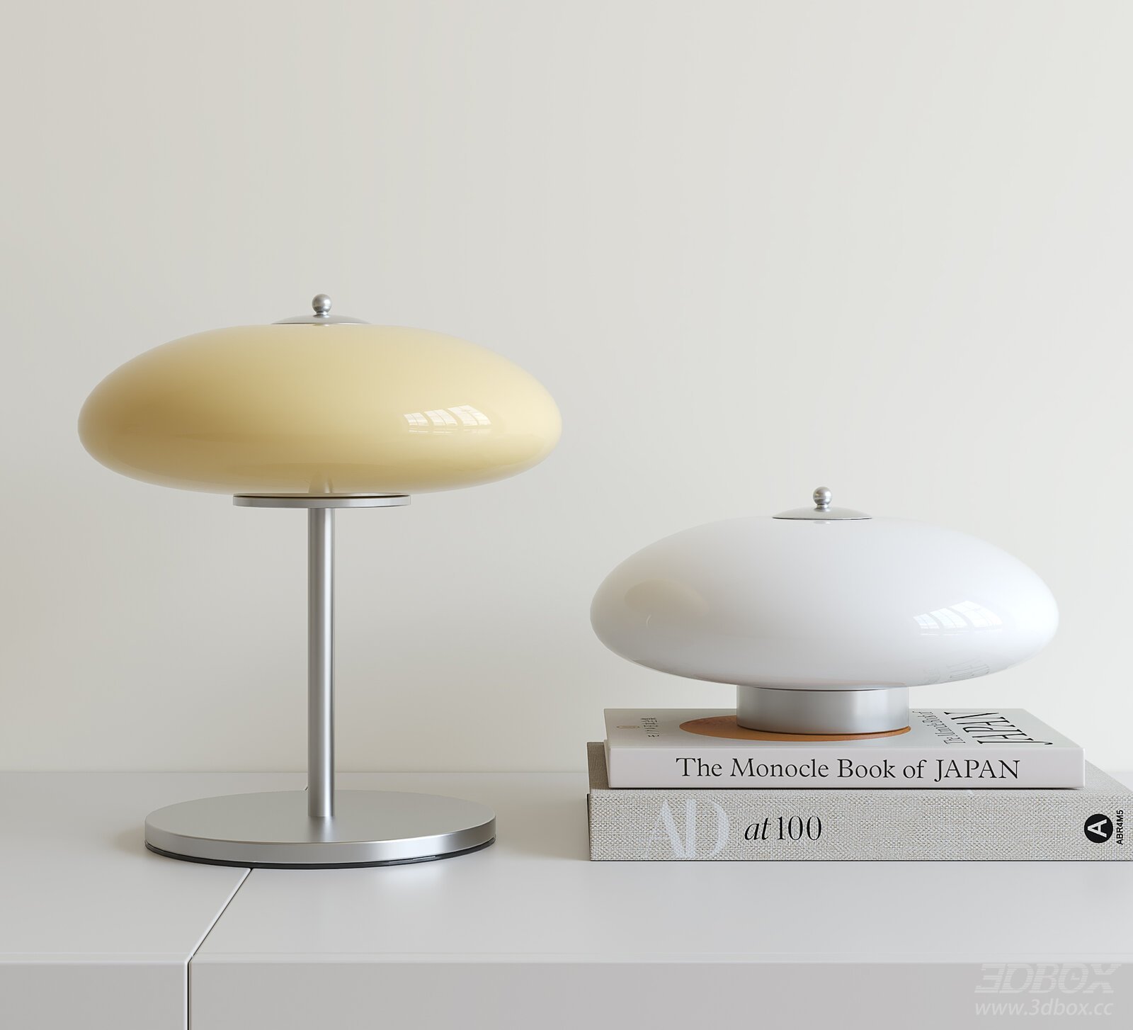 Cream Style Minimalist Retro Table Lamps 3D model - front view