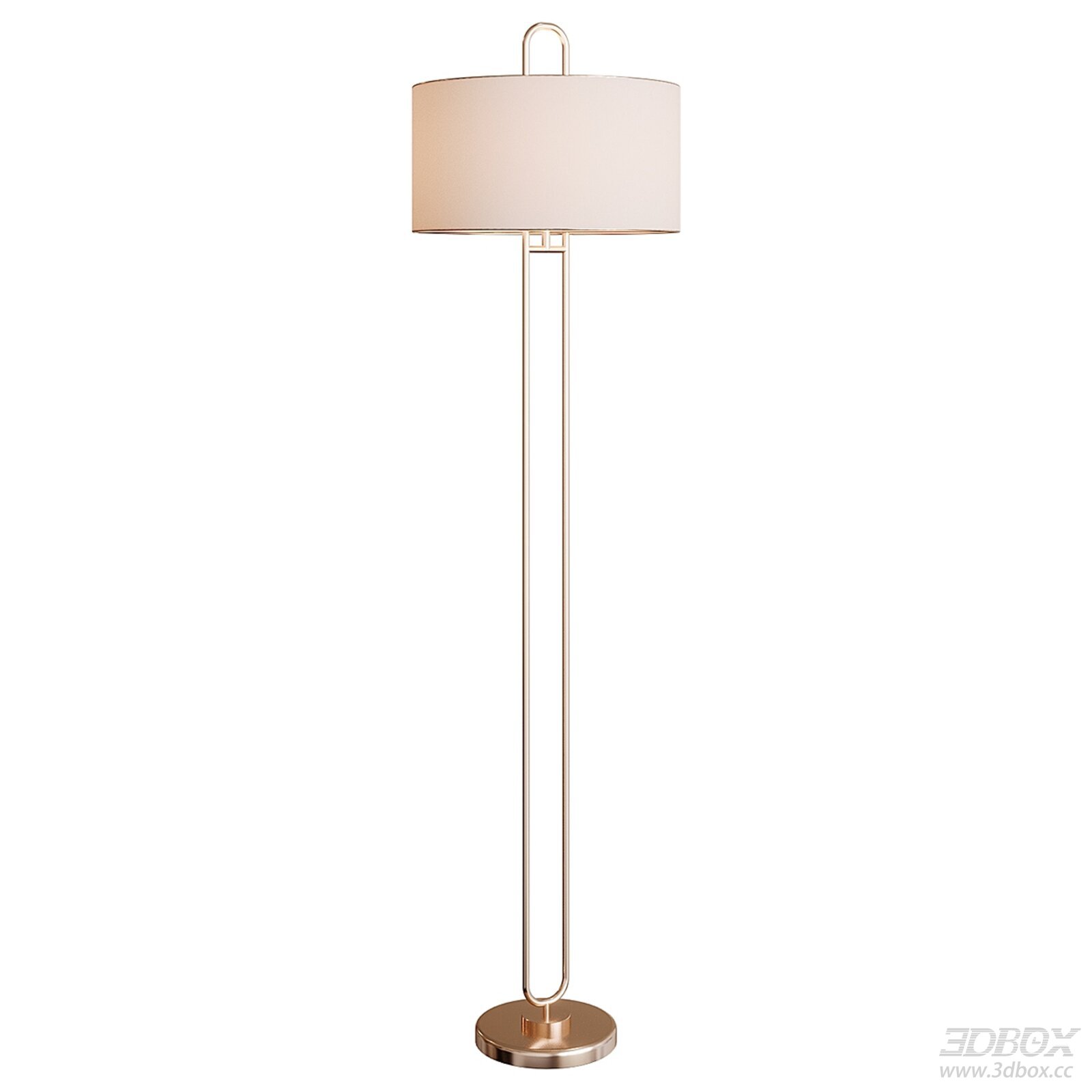 Modern Gold Frame Fabric Shade Floor Lamp 3D model - front view