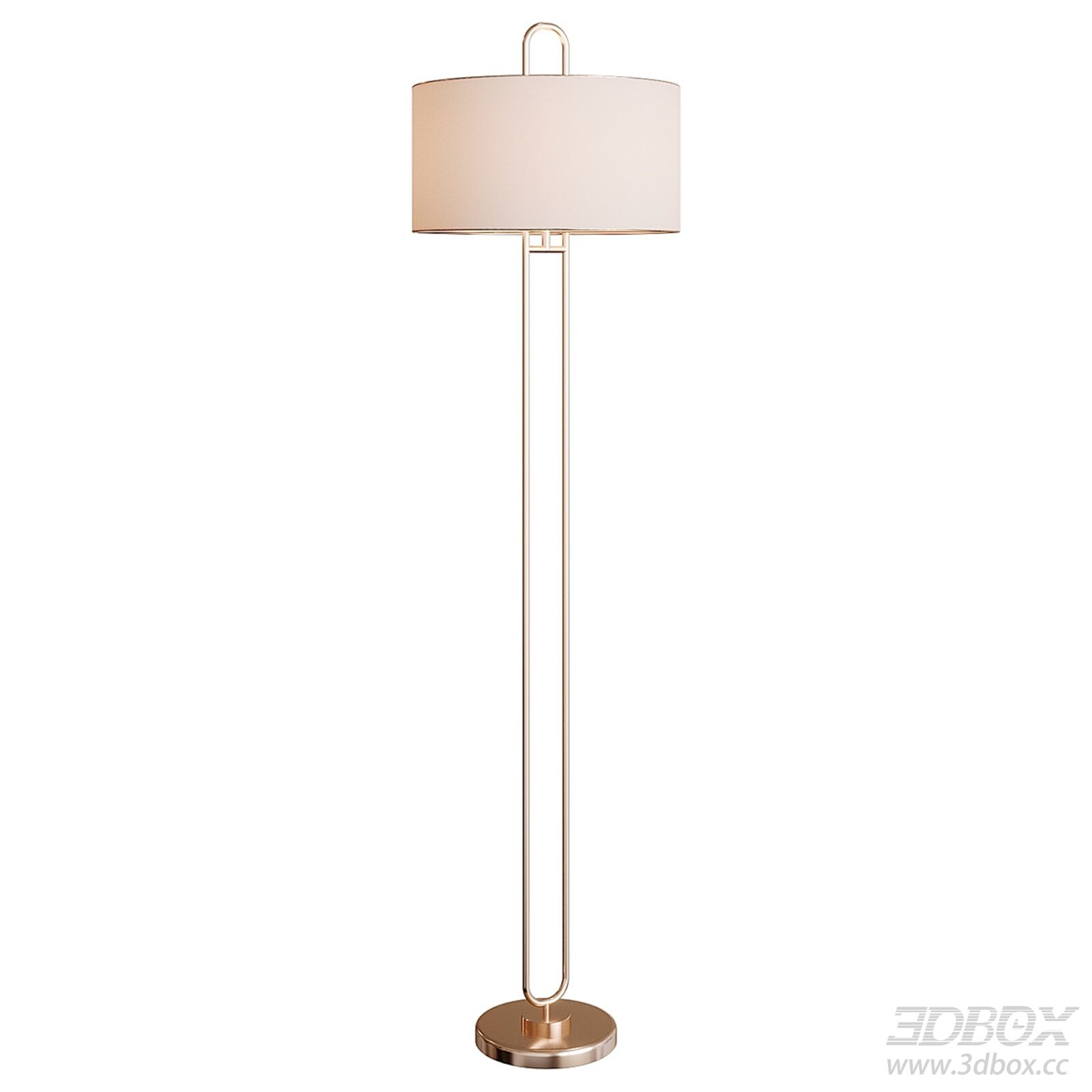 Modern Gold Frame Fabric Shade Floor Lamp 3D model - thumbnail 1