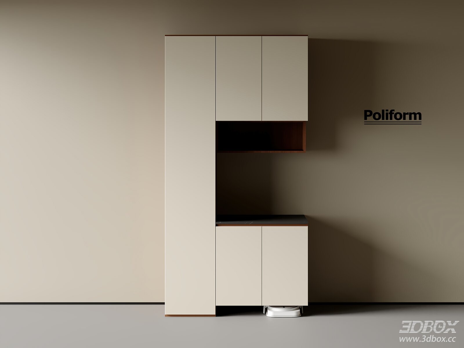 Modern Minimalist Balcony Storage Cabinet 3D model - thumbnail 1