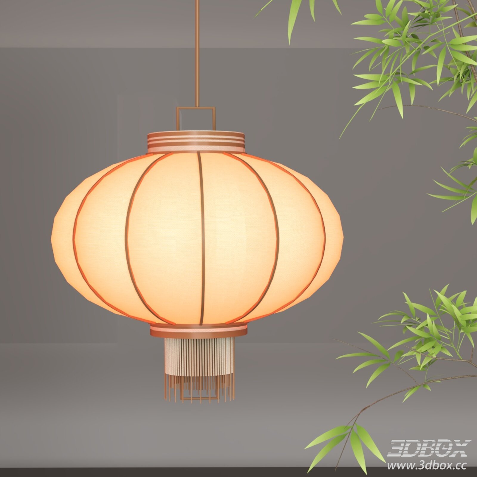 Modern Fabric Lantern Pendant Light 3D model - thumbnail 1