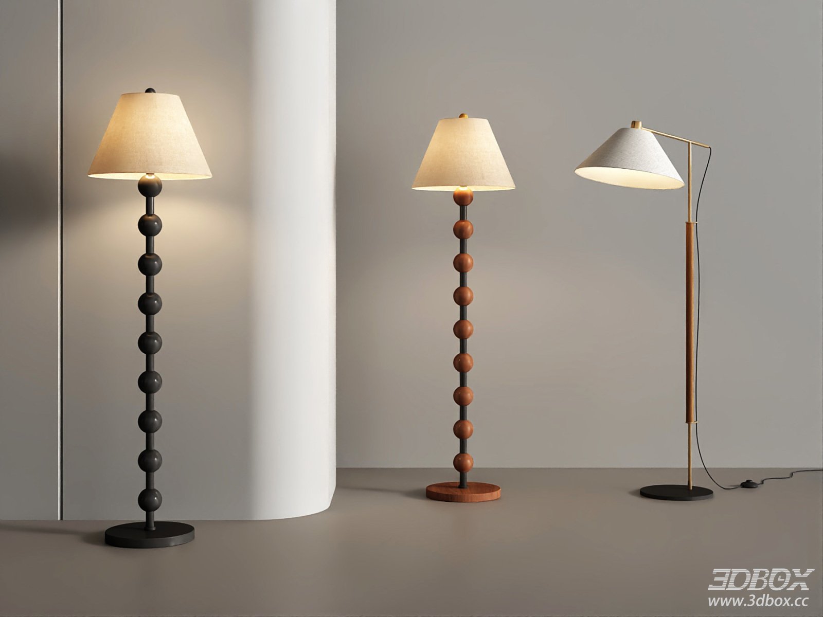 Modern French Style Floor Lamp Set 3D model - front view