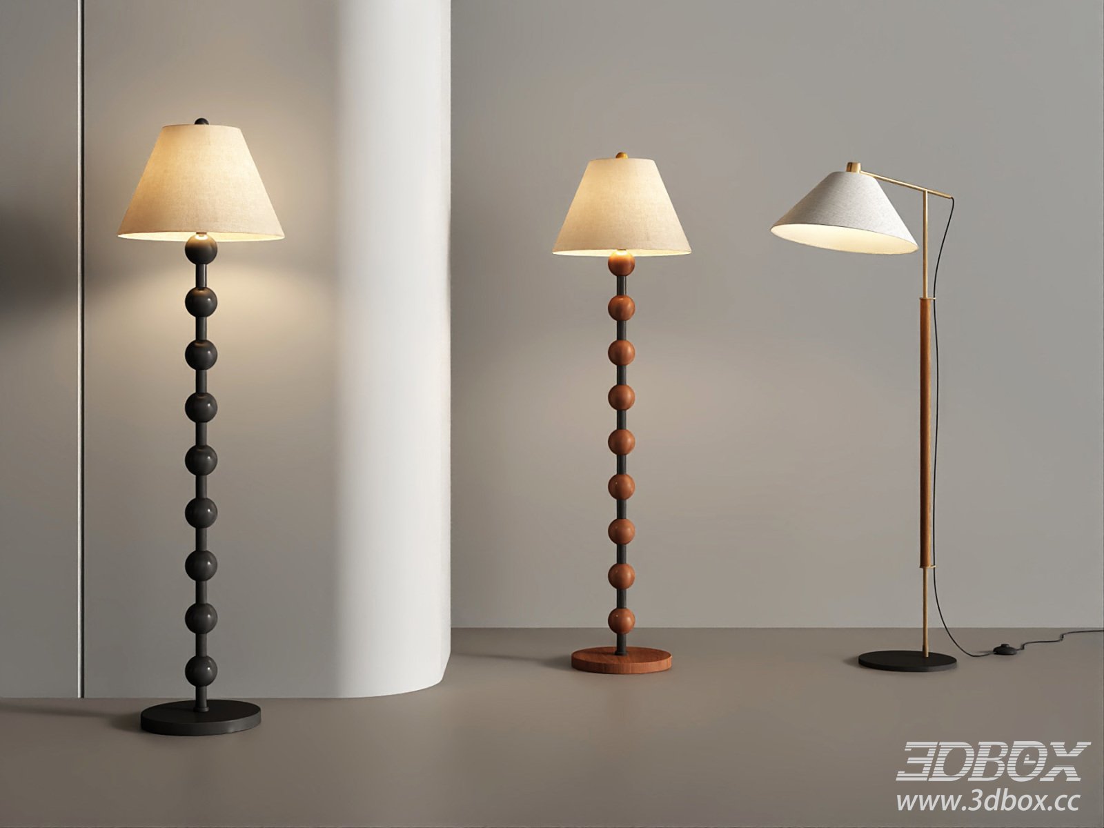 Modern French Style Floor Lamp Set 3D model - thumbnail 1