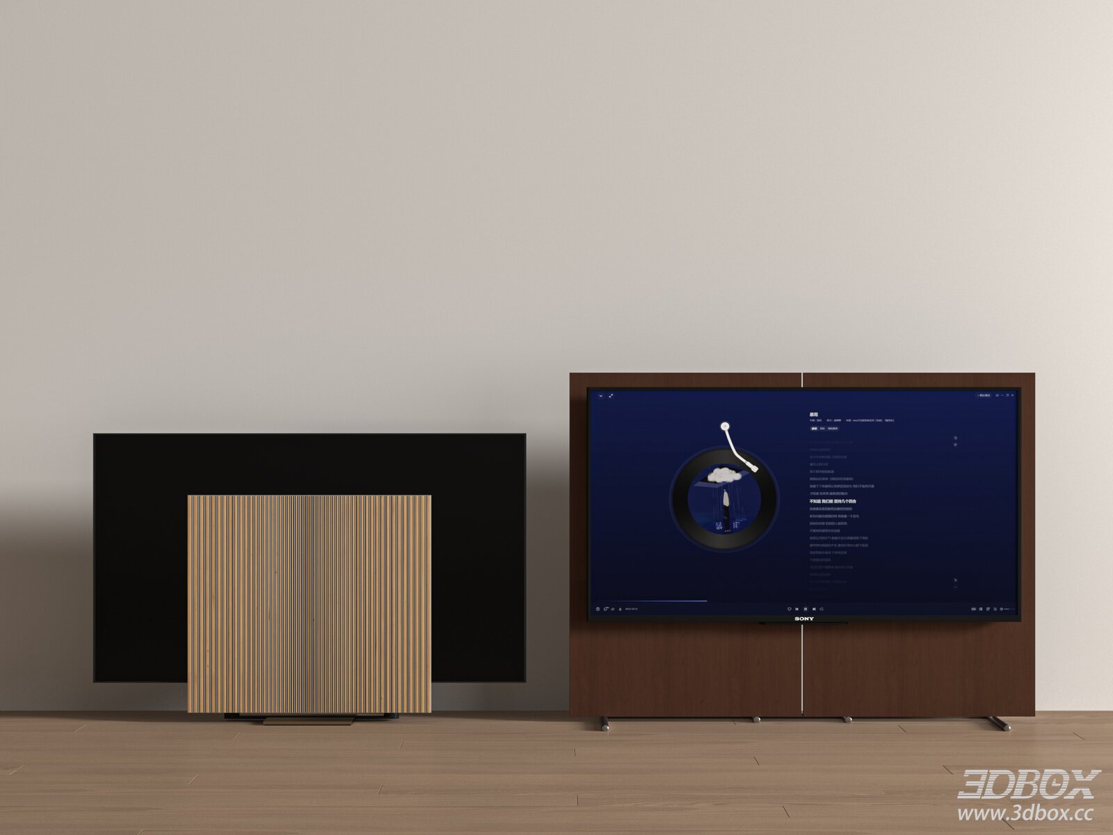 Modern Mobile TV with Stand and Speaker 3D model - front view