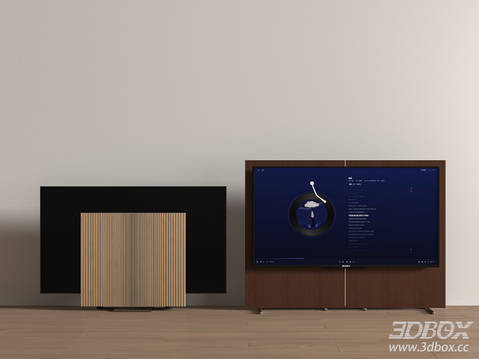 Modern Mobile TV with Stand and Speaker 3D model - thumbnail 1
