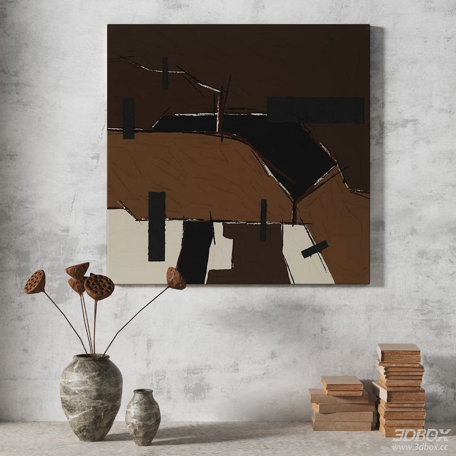 Wabi Sabi Abstract Wall Art Decor Set 3D model - thumbnail 1