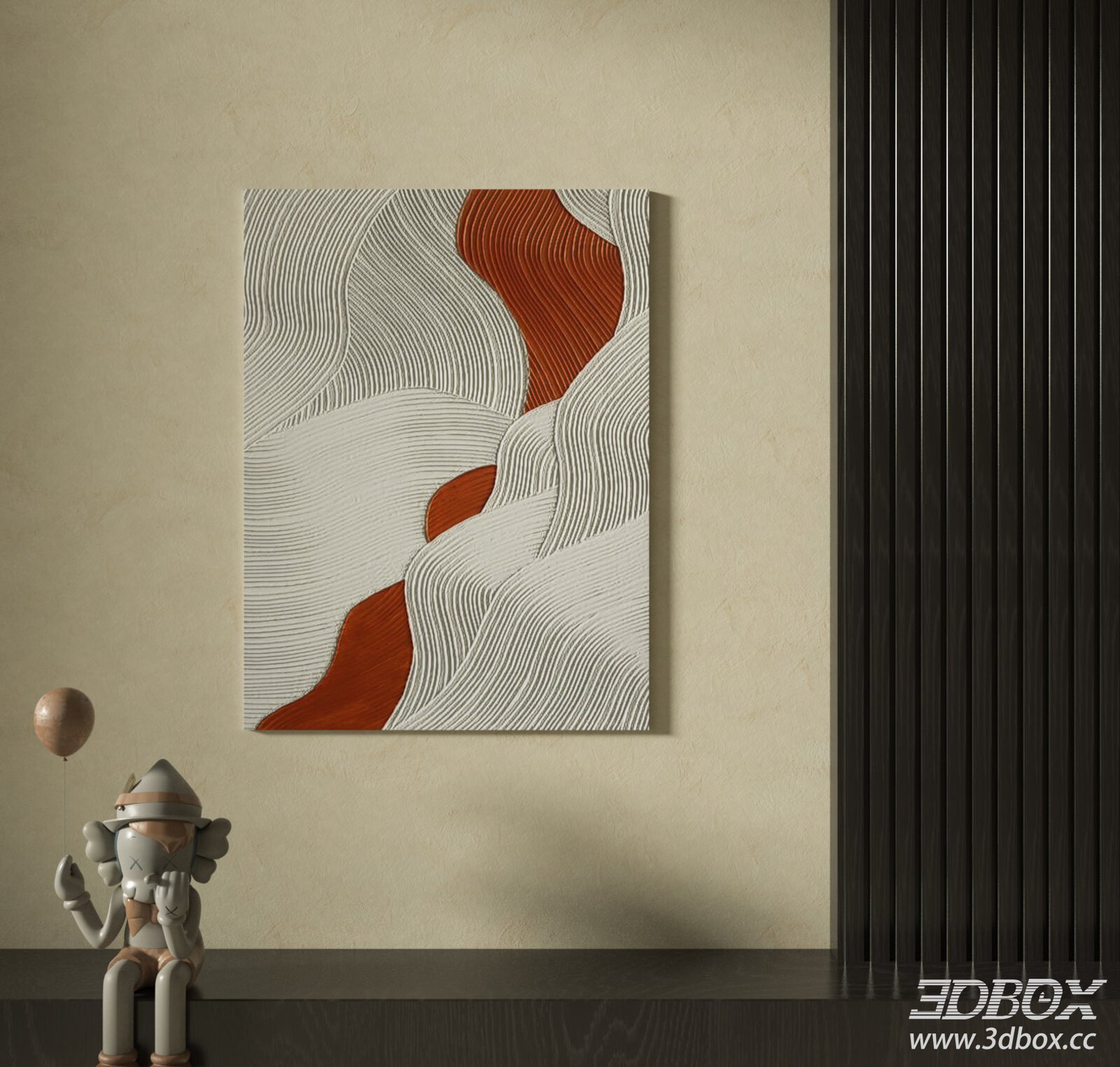 Textured Abstract Wavy Wall Art Painting 3D model - thumbnail 1