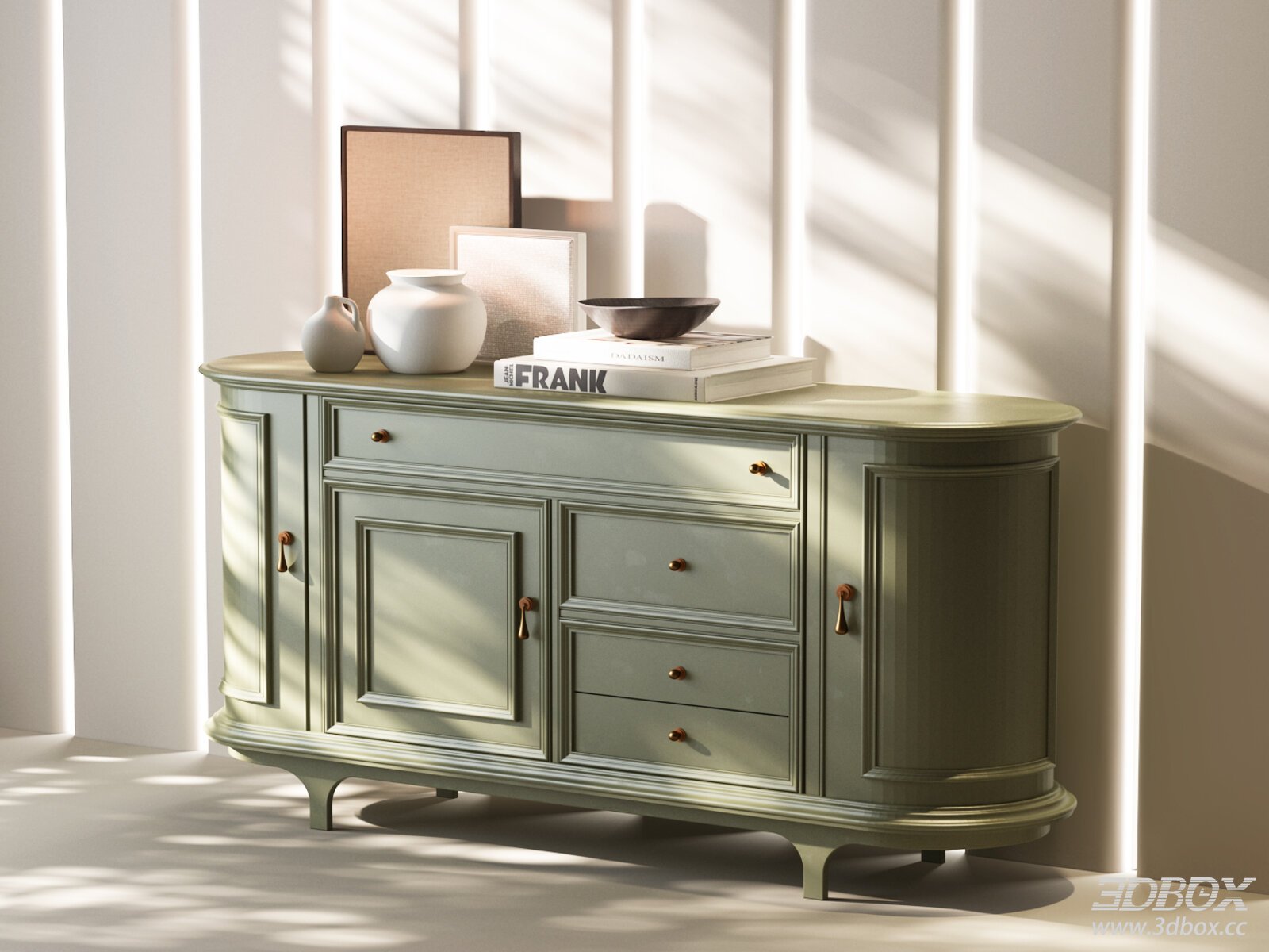 American Vintage Sideboard Chest of Drawers 3D model - front view