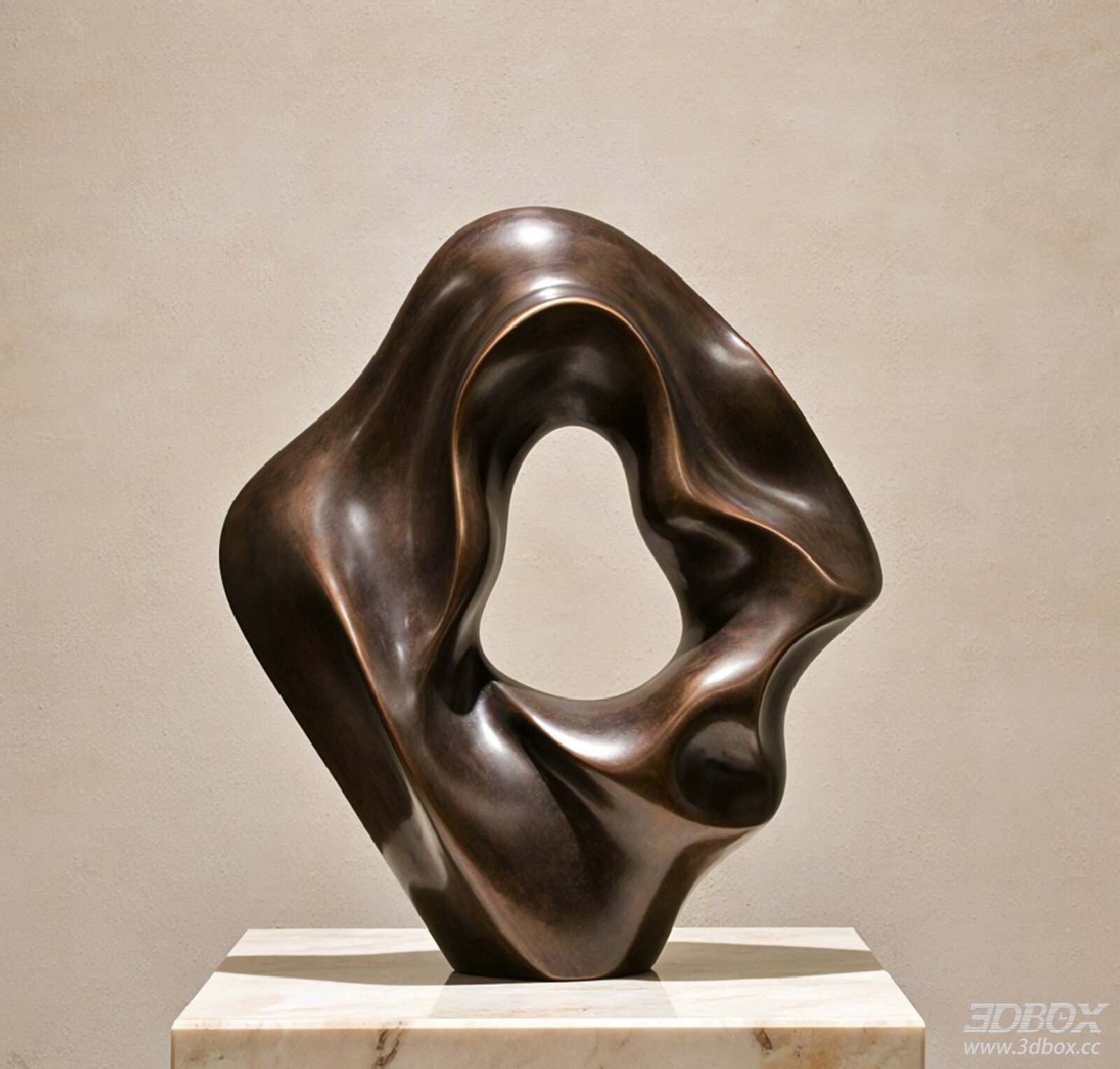 Abstract Bronze Decorative Sculpture Modern Art Ornament 3D model - front view
