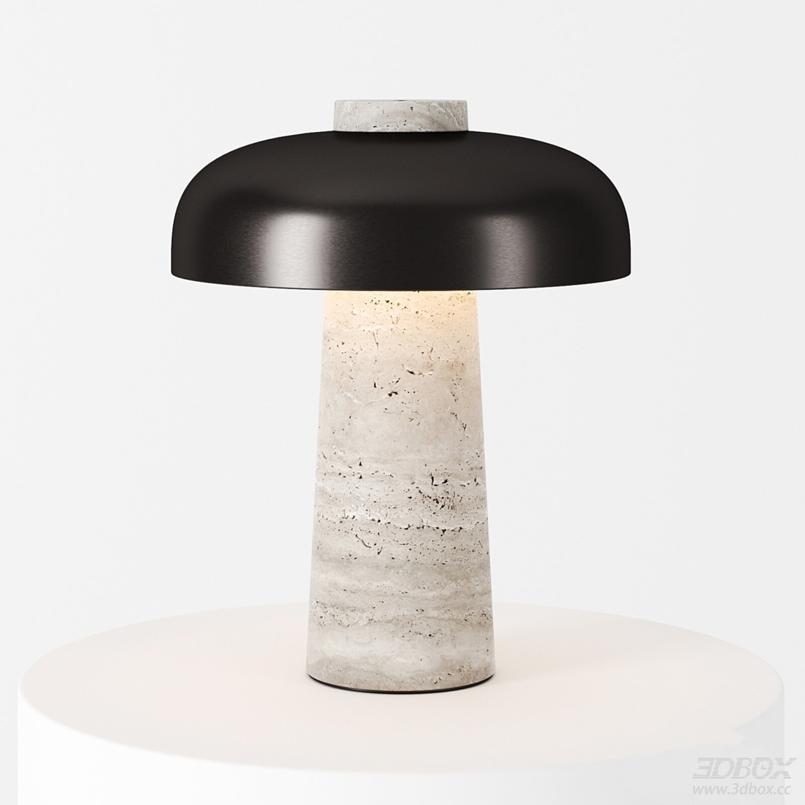Modern Travertine Table Lamp with Metal Shade 3D model - front view