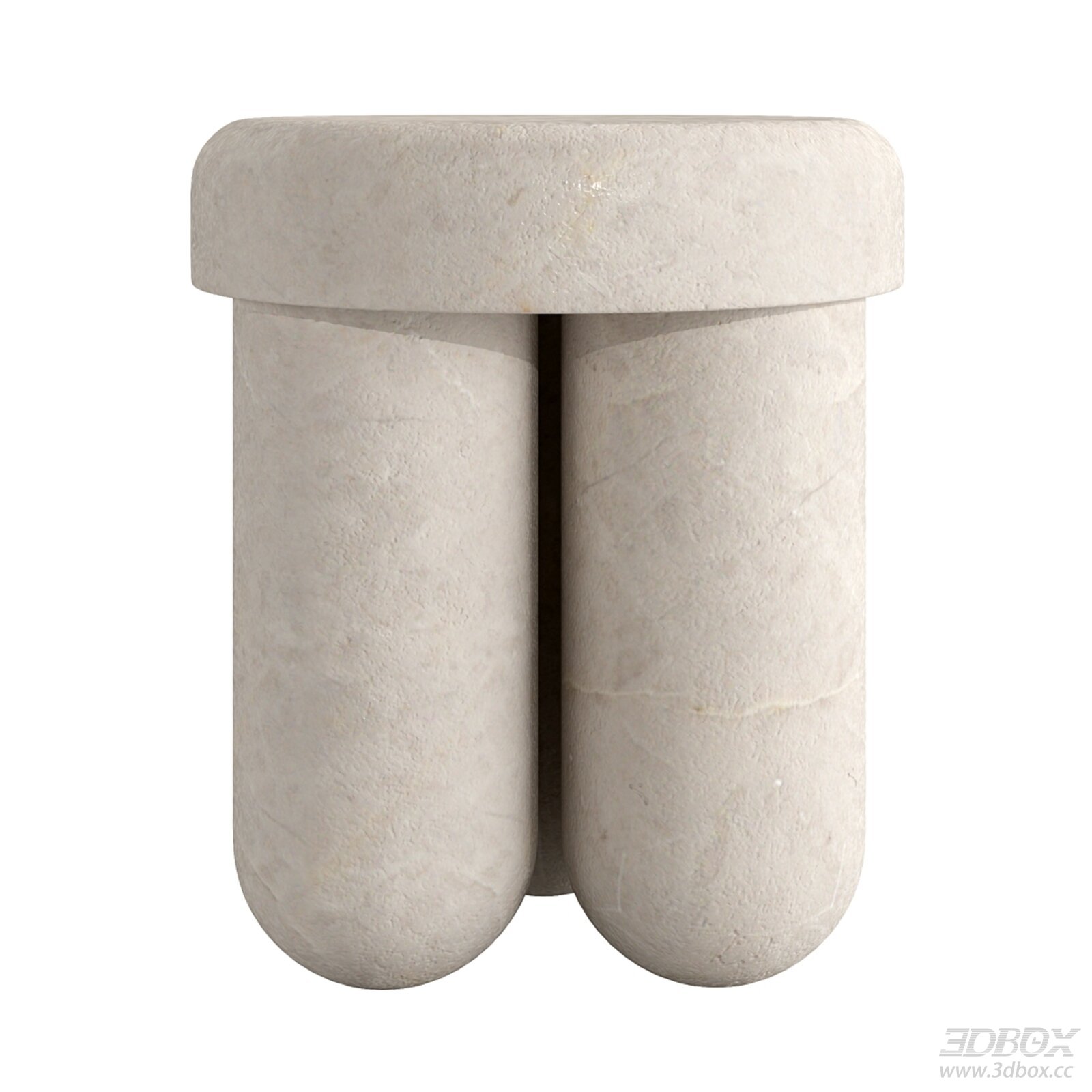 Modern Travertine Side Accent Table 3D model - front view