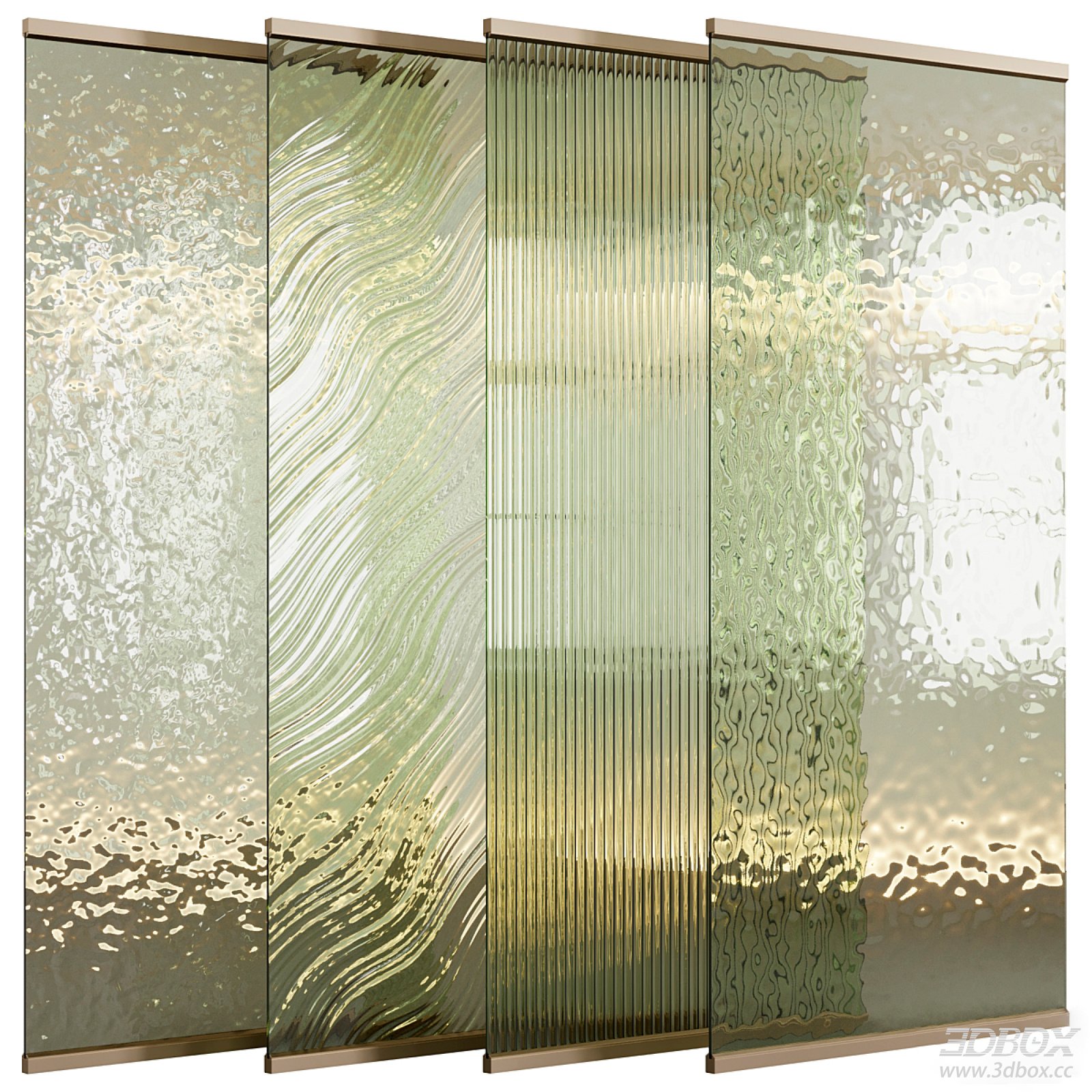 Decorative Textured Glass Partition Room Divider 3D model - front view