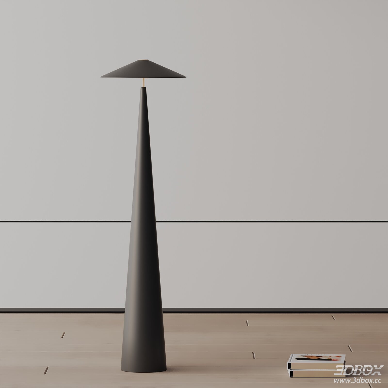 Modern Minimalist Conical Black Floor Lamp 3D model - front view