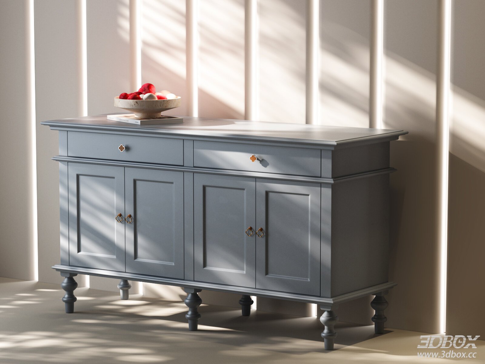 American Vintage Sideboard Chest of Drawers 3D model - front view