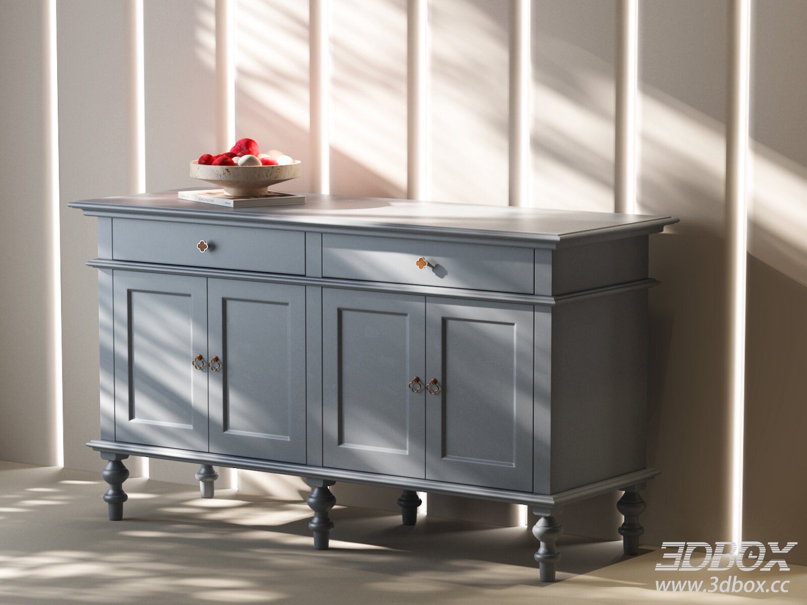 American Vintage Sideboard Chest of Drawers 3D model - thumbnail 1