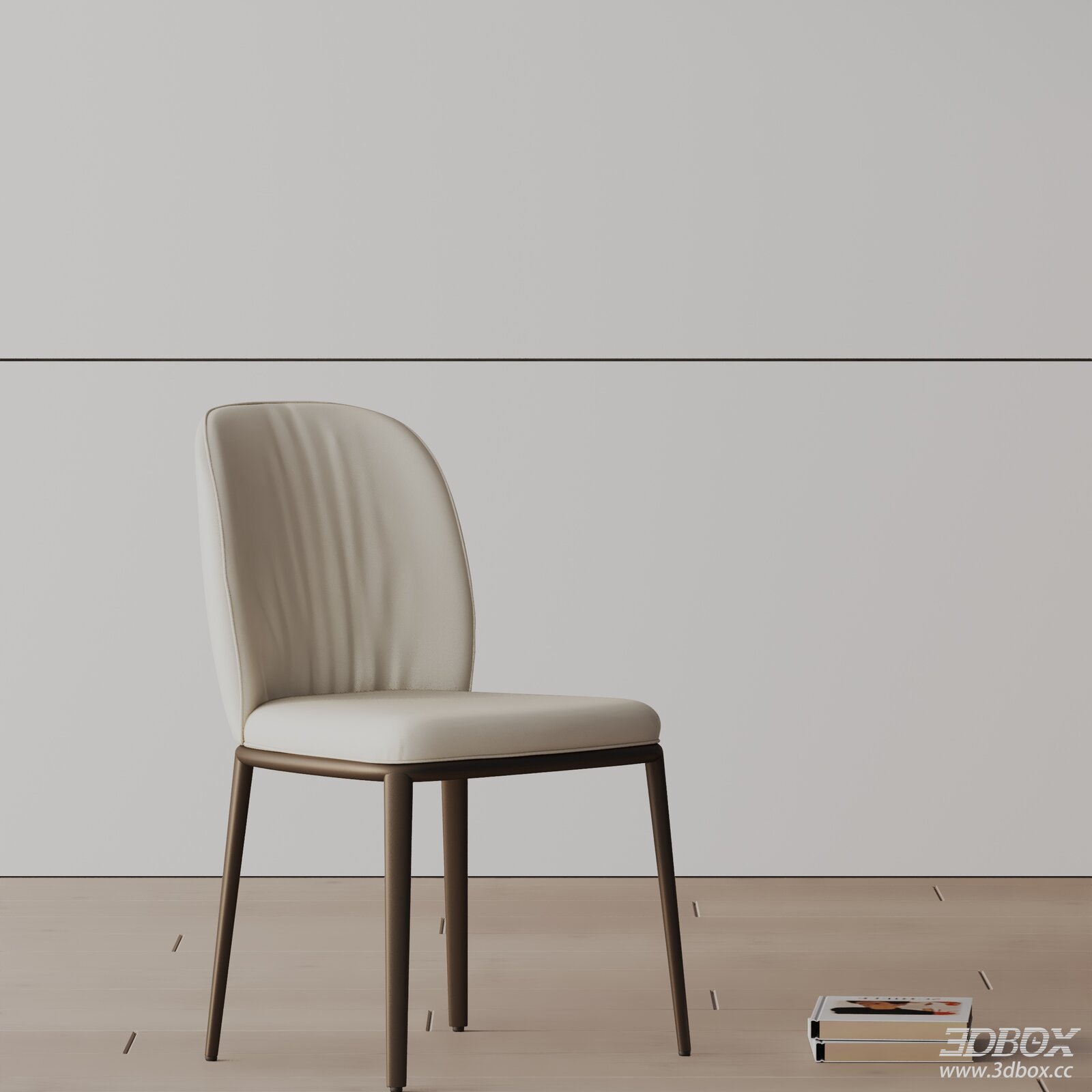 Modern Light Luxury Upholstered Dining Chair 3D model - front view